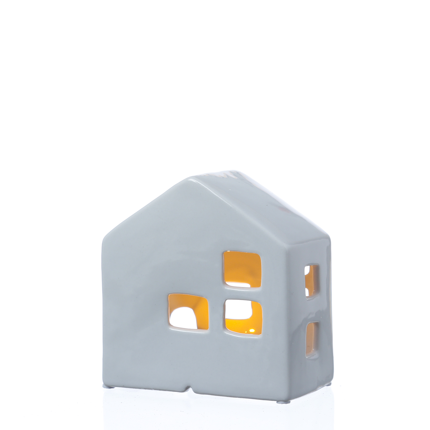 LED Haus - Porzellan Lichthaus - warmweiße LED - H: 13cm - inkl. Batterie - für Innen - weiß LED Haus - Porzellan Lichthaus - warmweiße LED - H: 13cm - inkl. Batterie - für Innen - weiß
