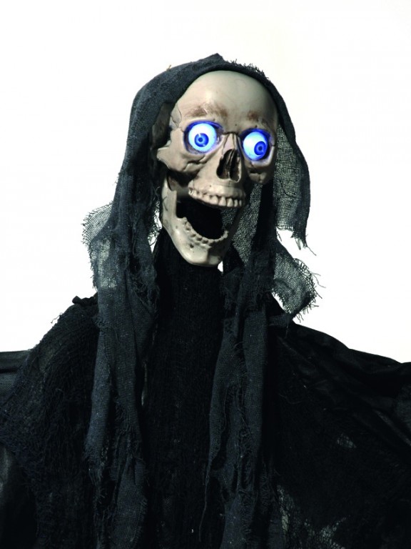 Todes Engel - animiert - Halloween - Figur 1,60m - Bewegt den Kiefer beim Sprechen - Leuchtaugen