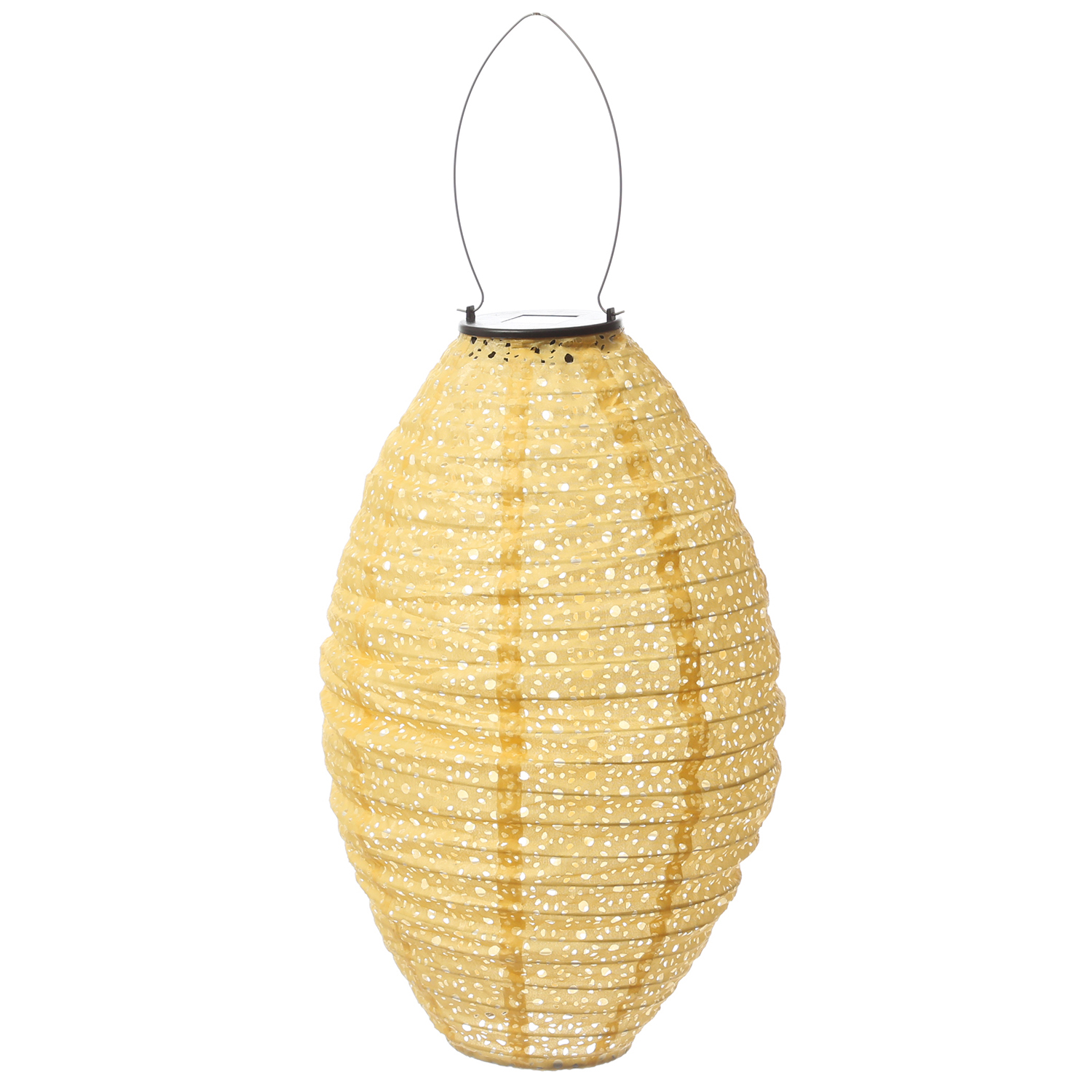 LED Solar Lampions mit Blumenmuster - oval/rund/Ballonform - Lichtsensor - gelb - 3er Set