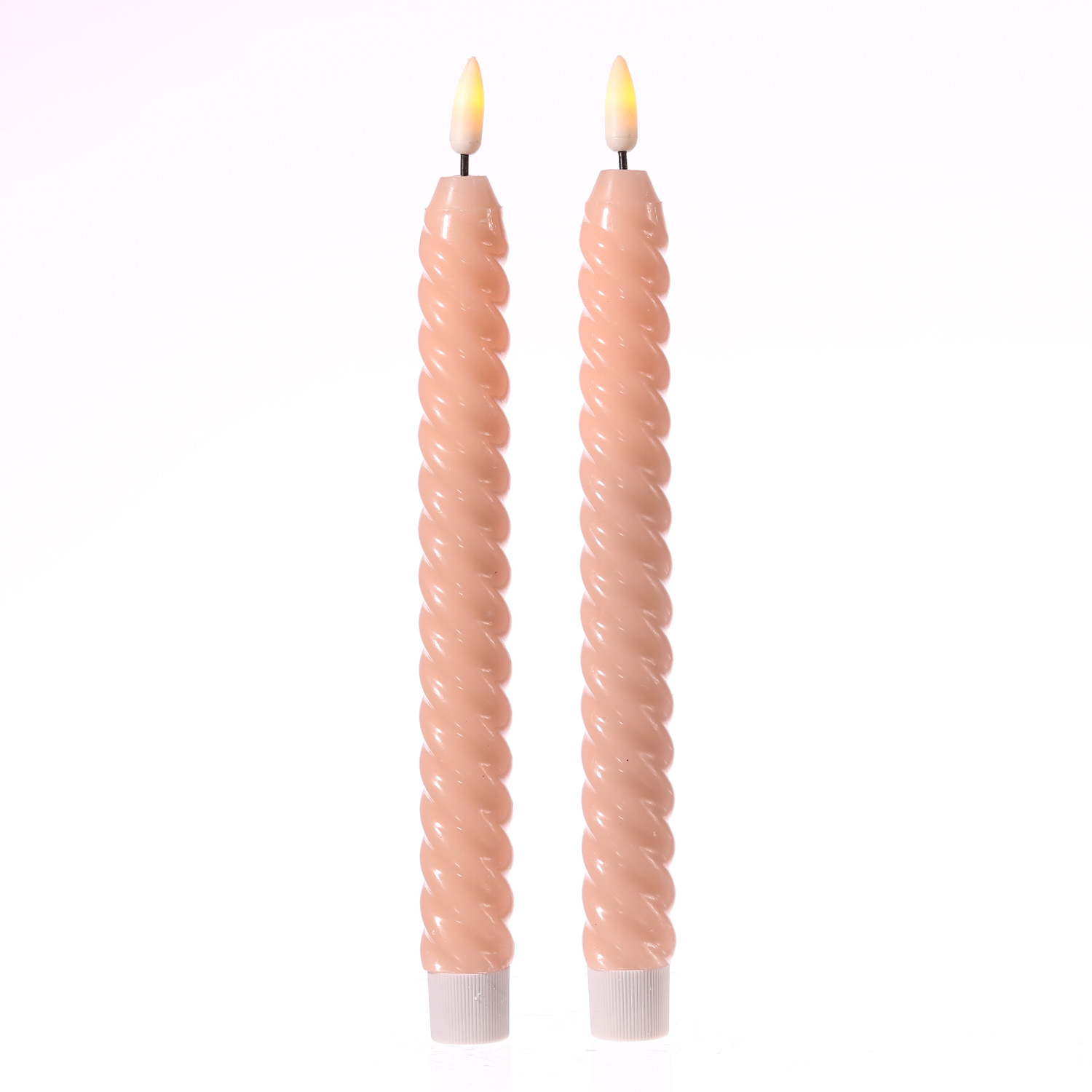 LED Stabkerzen SWIRL - Echtwachs - flackernde 3D Flamme - H: 25cm - Timer - rosa - 2er Set LED Stabkerzen SWIRL - Echtwachs - flackernde 3D Flamme - H: 25cm - Timer - rosa - 2er Set