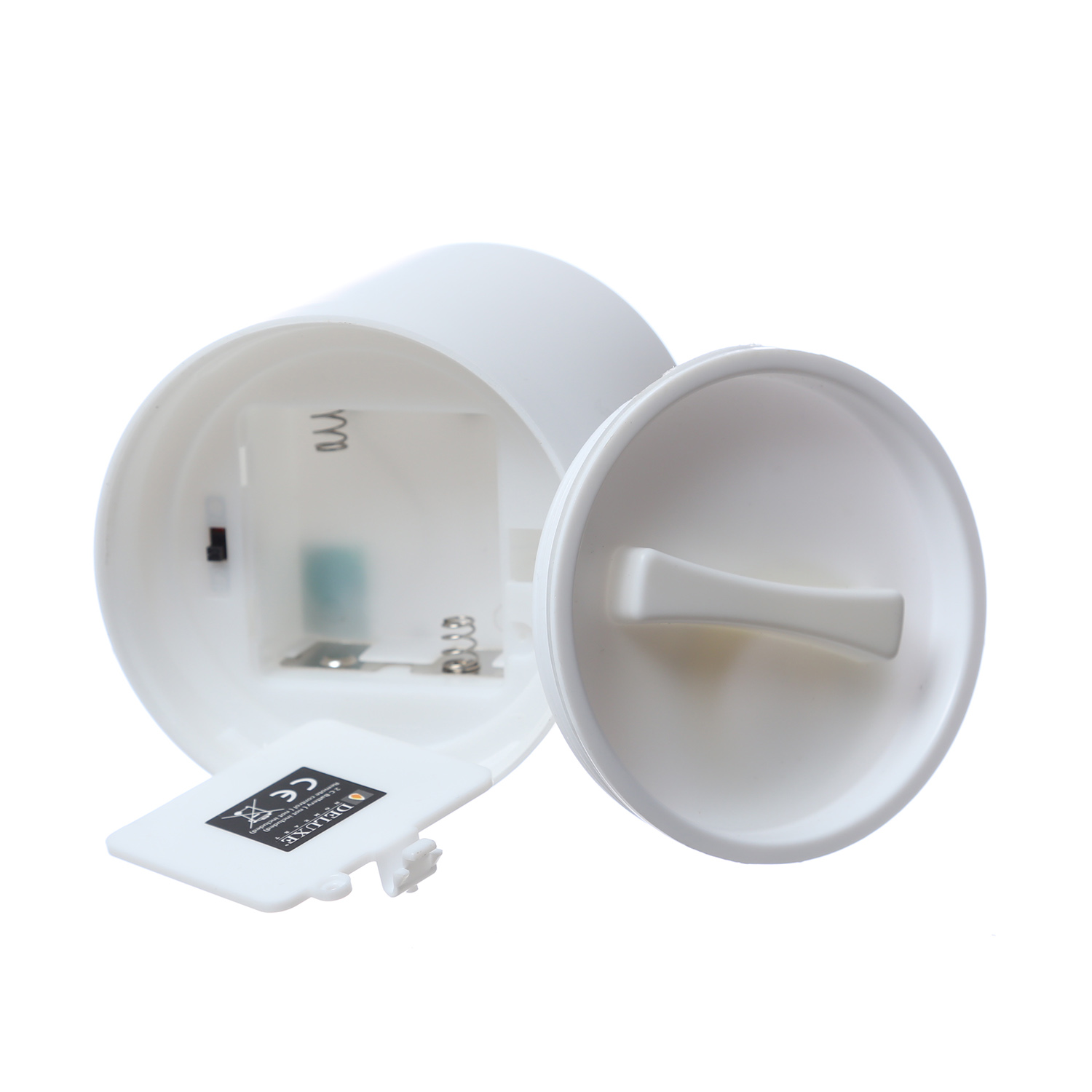 LED Stumpenkerze MIA - Kunststoff - realistische 3D Flamme - H: 15cm, D: 10cm - outdoor - weiß