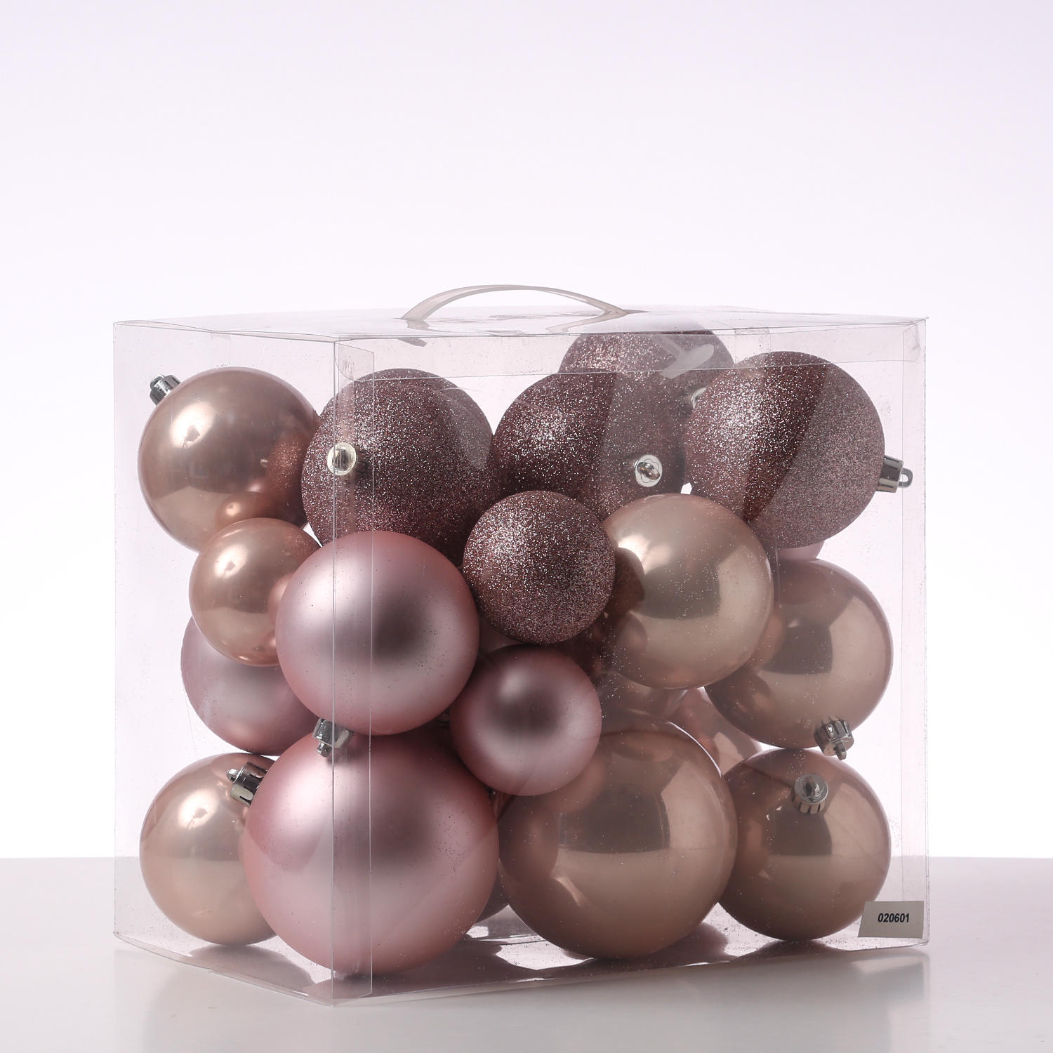 Christbaumkugel - Weihnachtsbaumkugel - bruchfest - glänzend matt glitzernd - puderrosa - 26er Set Christbaumkugel - Weihnachtsbaumkugel - bruchfest - glänzend matt glitzernd - puderrosa - 26er Set