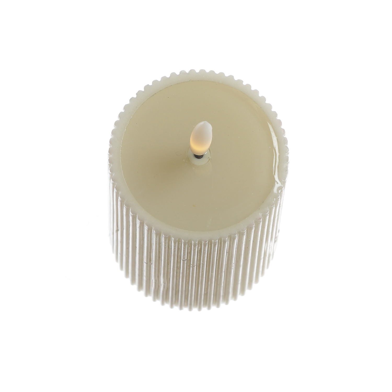 LED Kerze LIV - gerillt - Echtwachs - warmweiße 3D Flamme - H: 15,5cm - D: 7cm - Timer - creme LED Kerze LIV - gerillt - Echtwachs - warmweiße 3D Flamme - H: 15,5cm - D: 7cm - Timer - creme