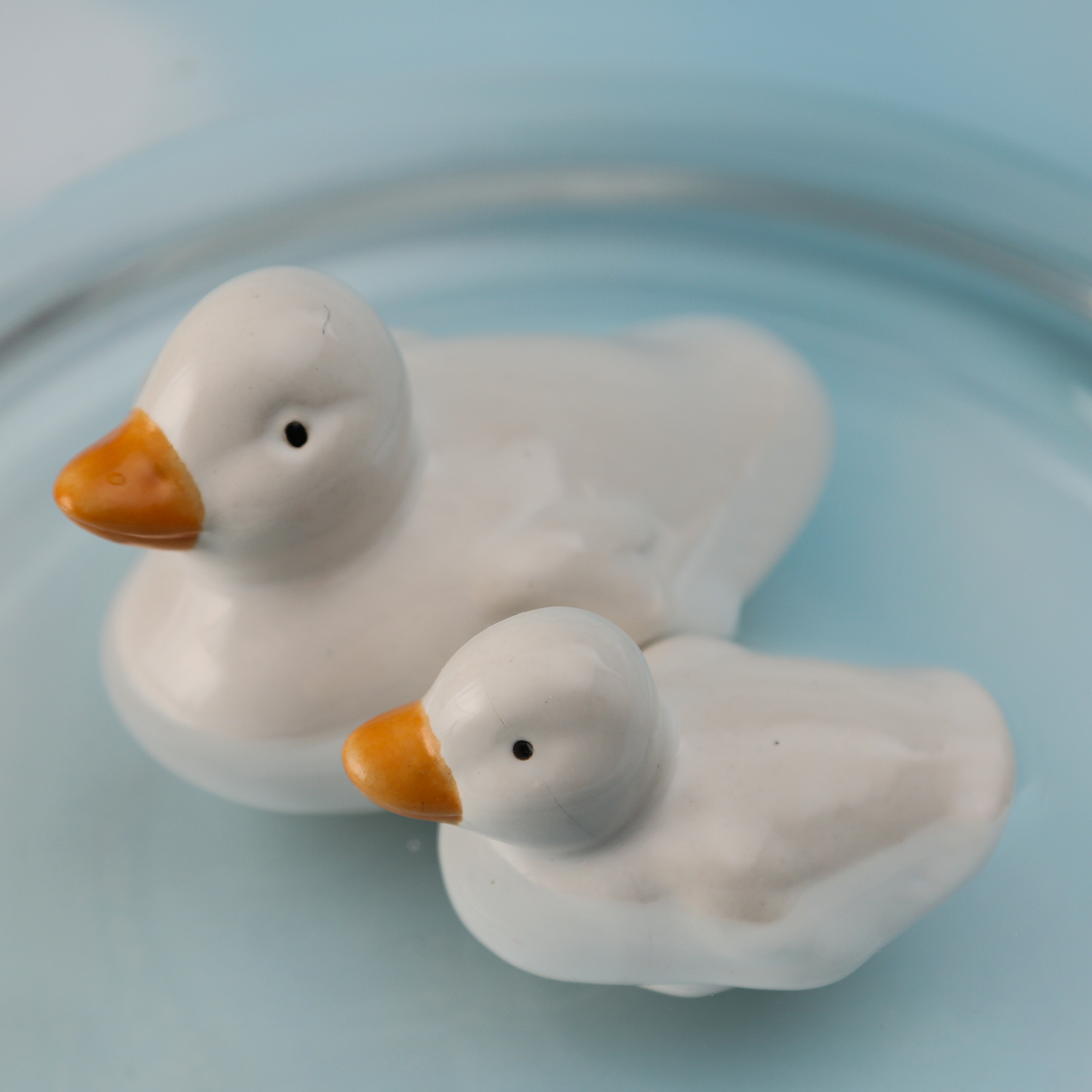 Teichdeko ENTE - Dekofigur - Porzellan - schwimmend - L: 9,7cm - H: 7,5cm - weiß