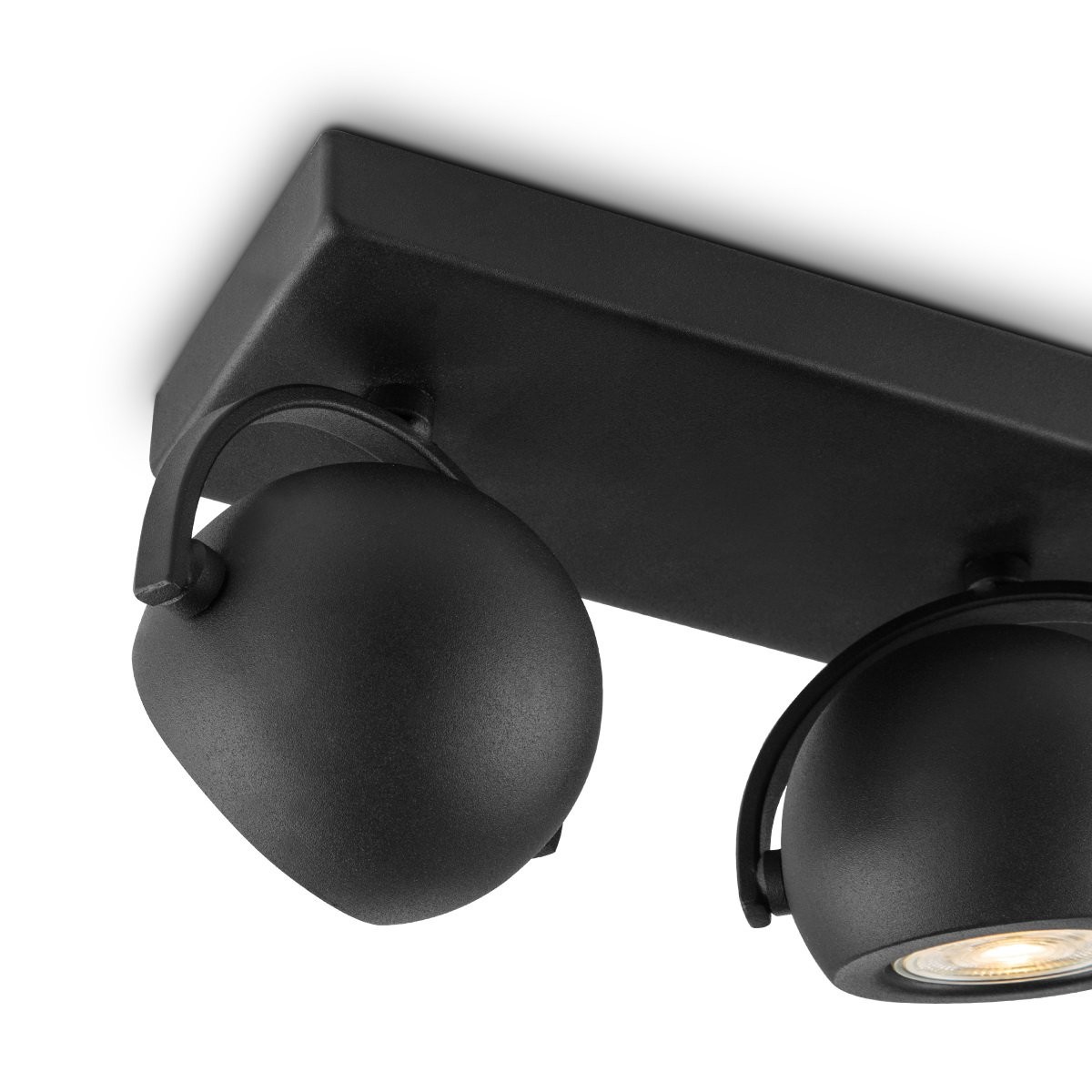 Deckenspot 3fach NOP - Lichtbalken schwarz . 3 x GU10 Leuchtmittel 3000K - dimmbar