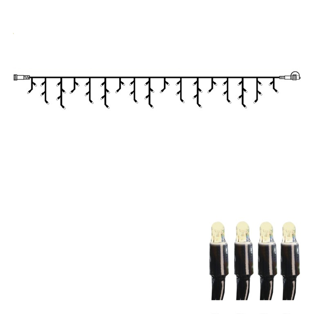 System 24 LED Lichtervorhang Eisregen - 1,5x0,7m - 42 warmweiße LED - koppelbar - ohne Trafo System 24 LED Lichtervorhang Eisregen - 1,5x0,7m - 42 warmweiße LED - koppelbar - ohne Trafo