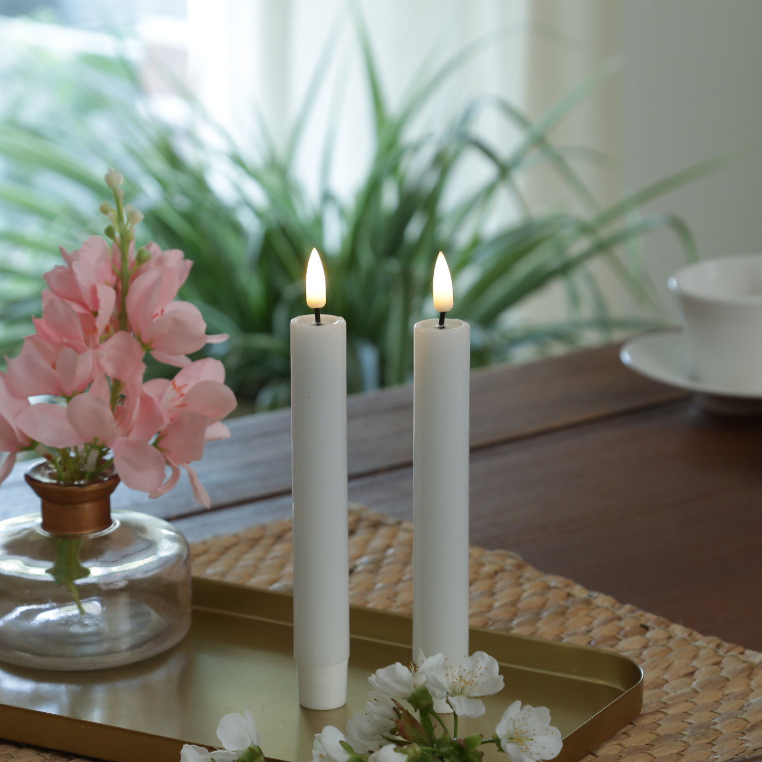 LED Stabkerzen MIA - Echtwachs - realistische 3D Flamme - H: 15cm - Batteriebetrieb - weiß - 2 Stk LED Stabkerzen MIA - Echtwachs - realistische 3D Flamme - H: 15cm - Batteriebetrieb - weiß - 2 Stk