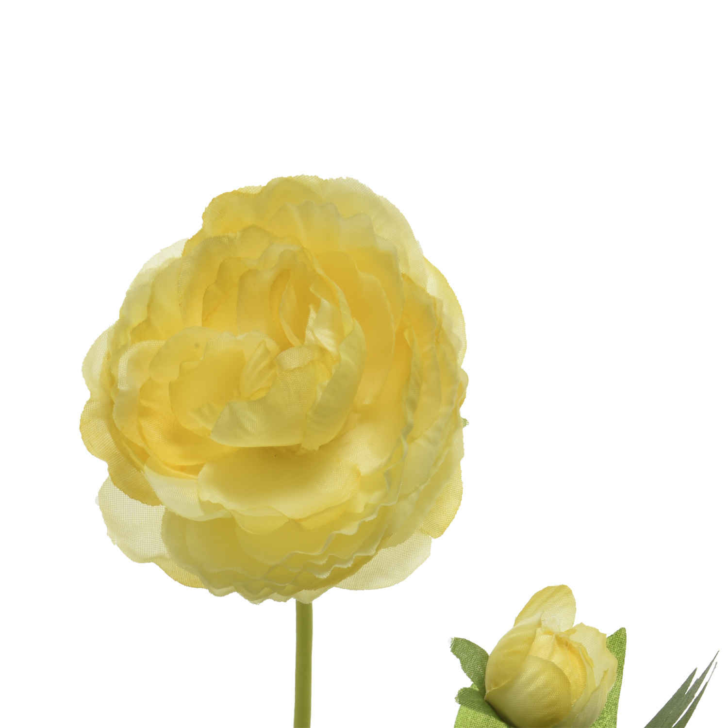 Ranunkel mit Blüte und Knospe am Stiel - Kunstblume - H: 57cm - gelb Ranunkel mit Blüte und Knospe am Stiel - Kunstblume - H: 57cm - gelb