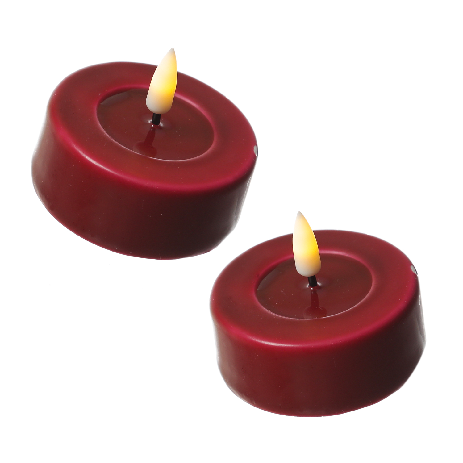 LED Teelichter MIA - realistische 3D Flamme - D: 6,1cm - Batteriebetrieb - bordeauxrot - 2 Stück LED Teelichter MIA - realistische 3D Flamme - D: 6,1cm - Batteriebetrieb - bordeauxrot - 2 Stück