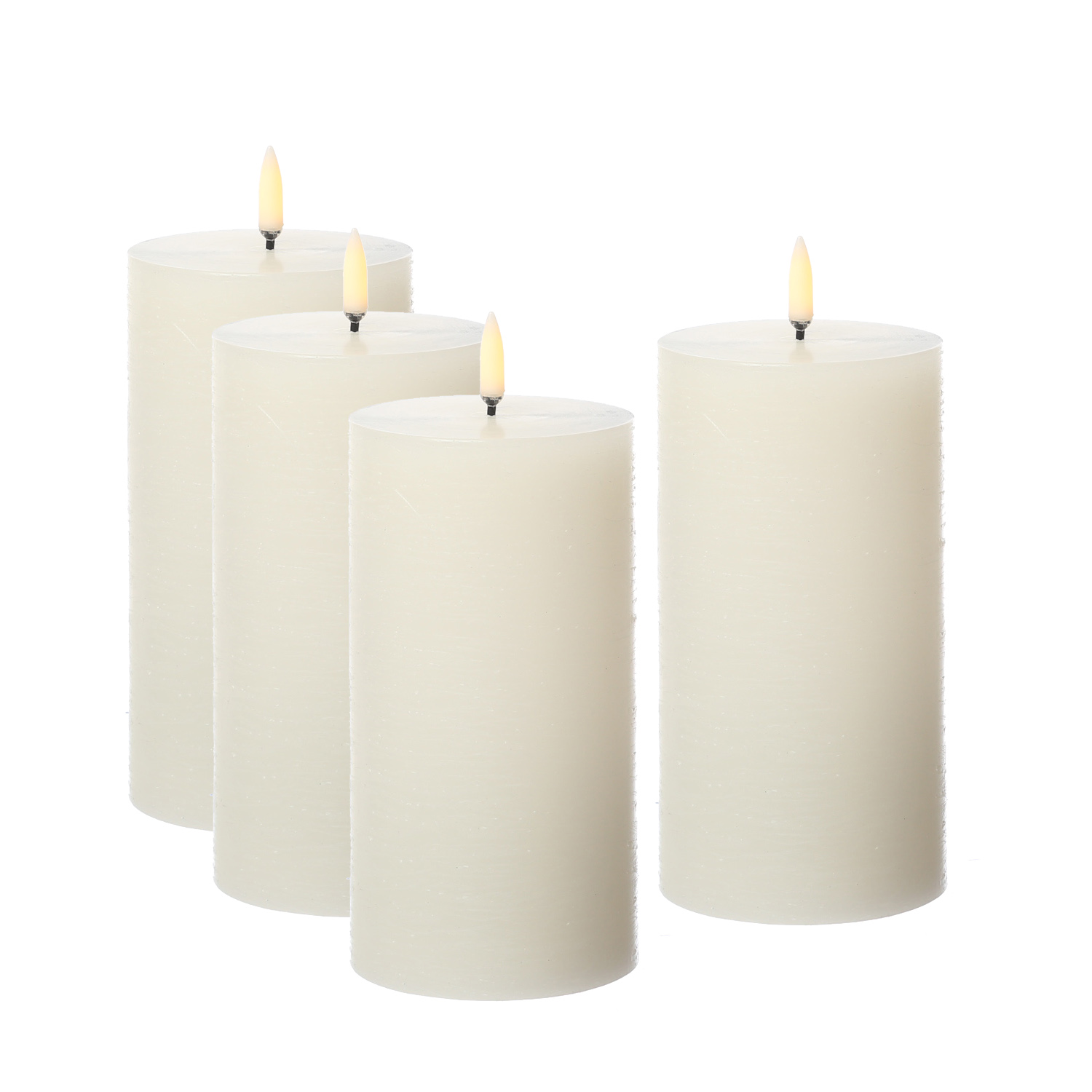 LED Kerzenset PIA - Rustik-Optik - H: 15cm - inkl. Batterien und Fernbedienung - creme - 4er Set LED Kerzenset PIA - Rustik-Optik - H: 15cm - inkl. Batterien und Fernbedienung - creme - 4er Set