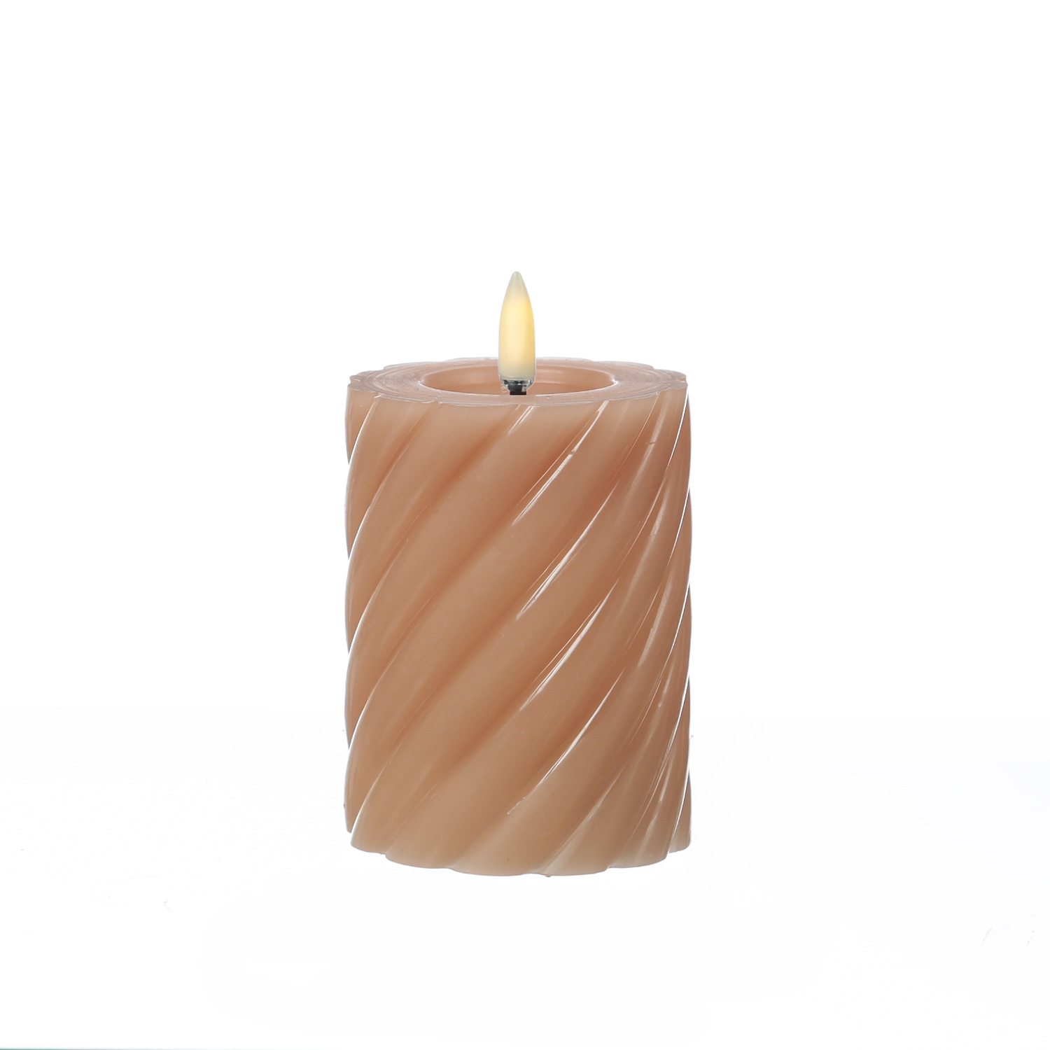LED Stumpenkerze TWIST - Echtwachs - warmweiße 3D Flamme - H: 12,5cm - Batterie - Timer - altrosa LED Stumpenkerze TWIST - Echtwachs - warmweiße 3D Flamme - H: 12,5cm - Batterie - Timer - altrosa