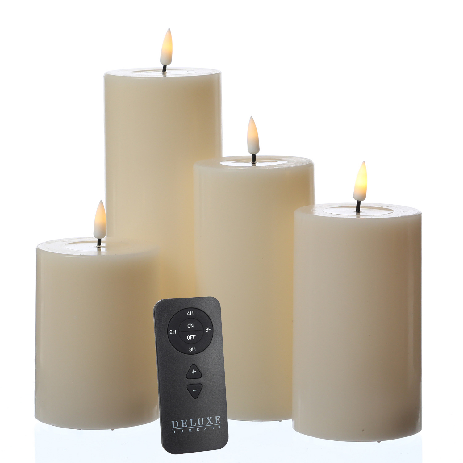 LED Kerzenset MIA - Echtwachs - 4 Größen - inkl. Batterien und Fernbedienung - creme - 4er Set LED Kerzenset MIA - Echtwachs - 4 Größen - inkl. Batterien und Fernbedienung - creme - 4er Set