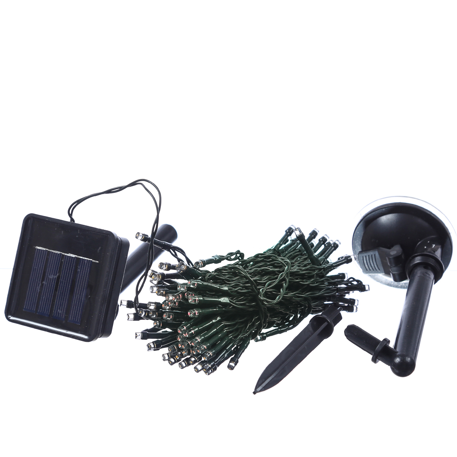 LED Solar Lichterkette - 50 kaltweiße LED - Blinkfunktion - grünes Kabel - Außen - L: 5m LED Solar Lichterkette - 50 kaltweiße LED - Blinkfunktion - grünes Kabel - Außen - L: 5m