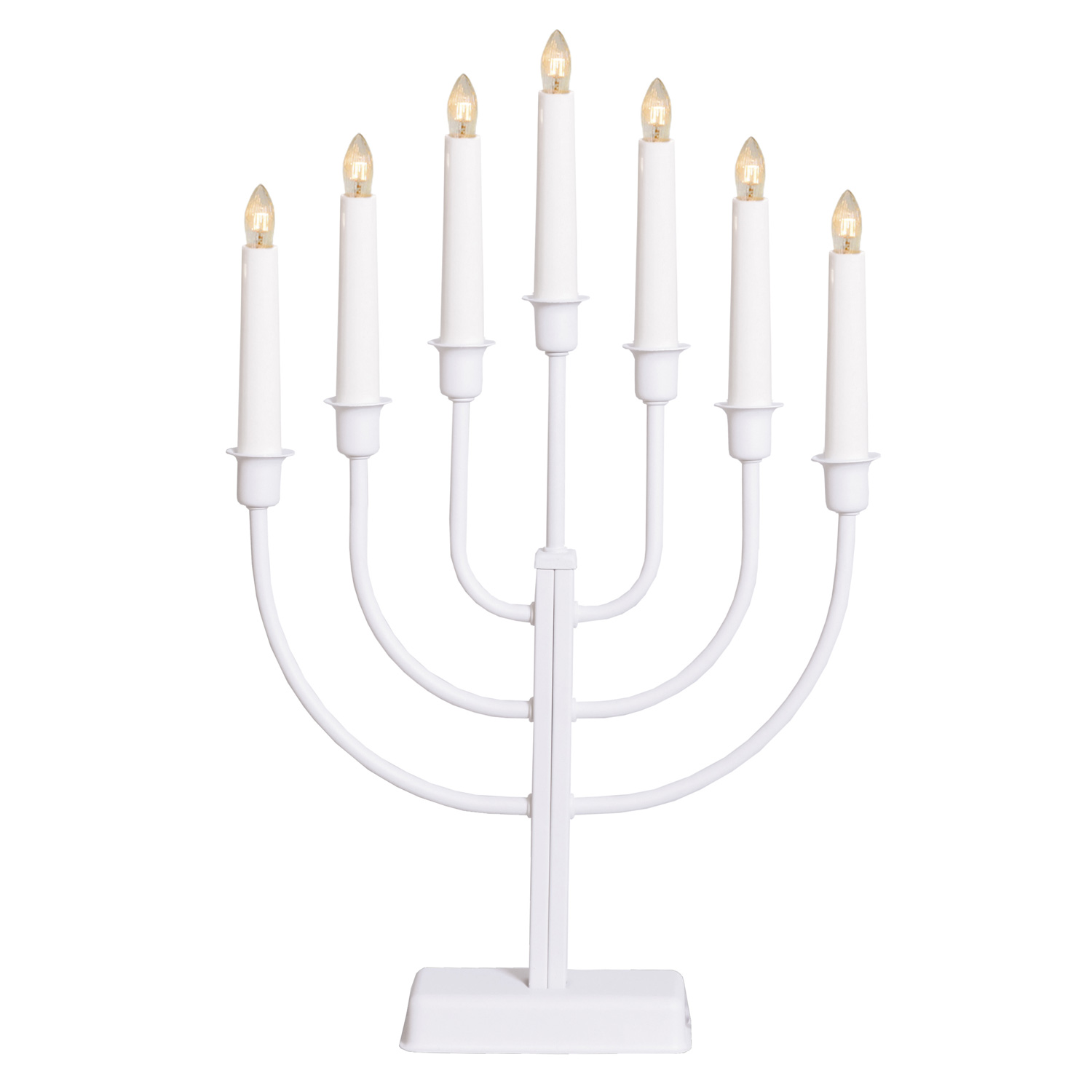 Kerzenleuchter KRISTINA - 7 Arme - warmweiße Lampen - H: 47cm - Schalter - Weiß