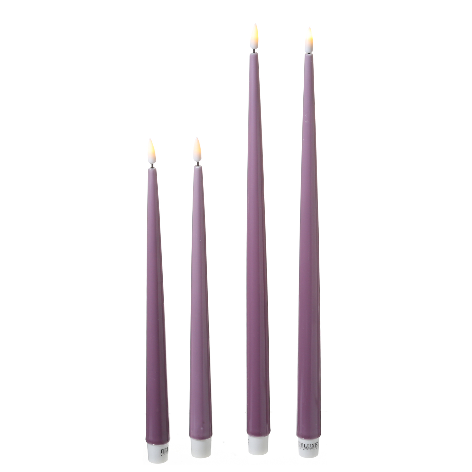 LED Stabkerzen ELLA - Echtwachs - realistische 3D Flamme - H: 38cm - flieder - 2 Stück