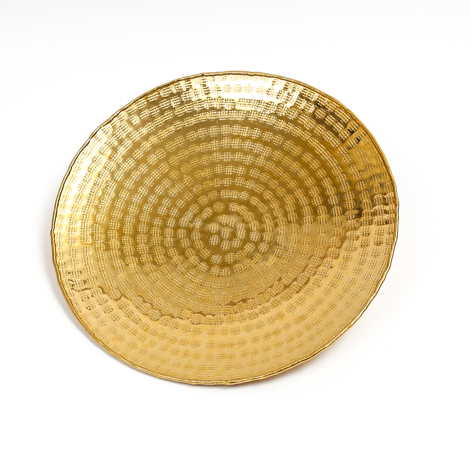 Tablett - Dekotablett - rund - Aluminium - gehämmert - D: 28,5cm - gold Tablett - Dekotablett - rund - Aluminium - gehämmert - D: 28,5cm - gold