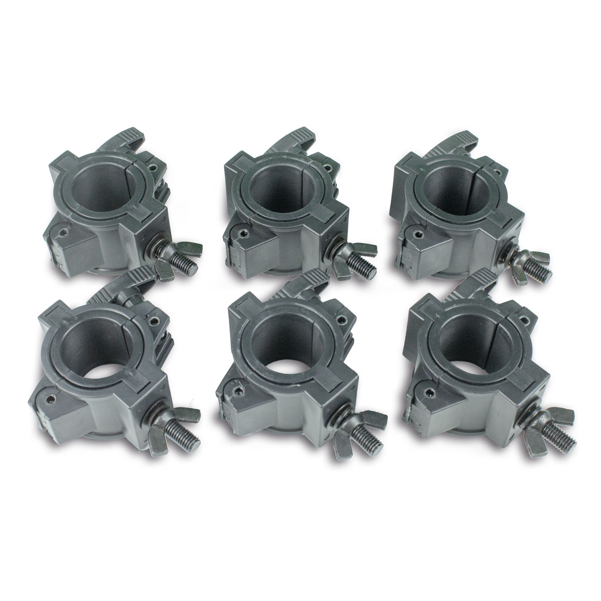 FLEXI CLAMP Set schwarz (6 Stück) - Kunststoff-Klammer f. Traversen, Half-Coupler 50/35mm FLEXI CLAMP Set schwarz (6 Stück) - Kunststoff-Klammer f. Traversen, Half-Coupler 50/35mm