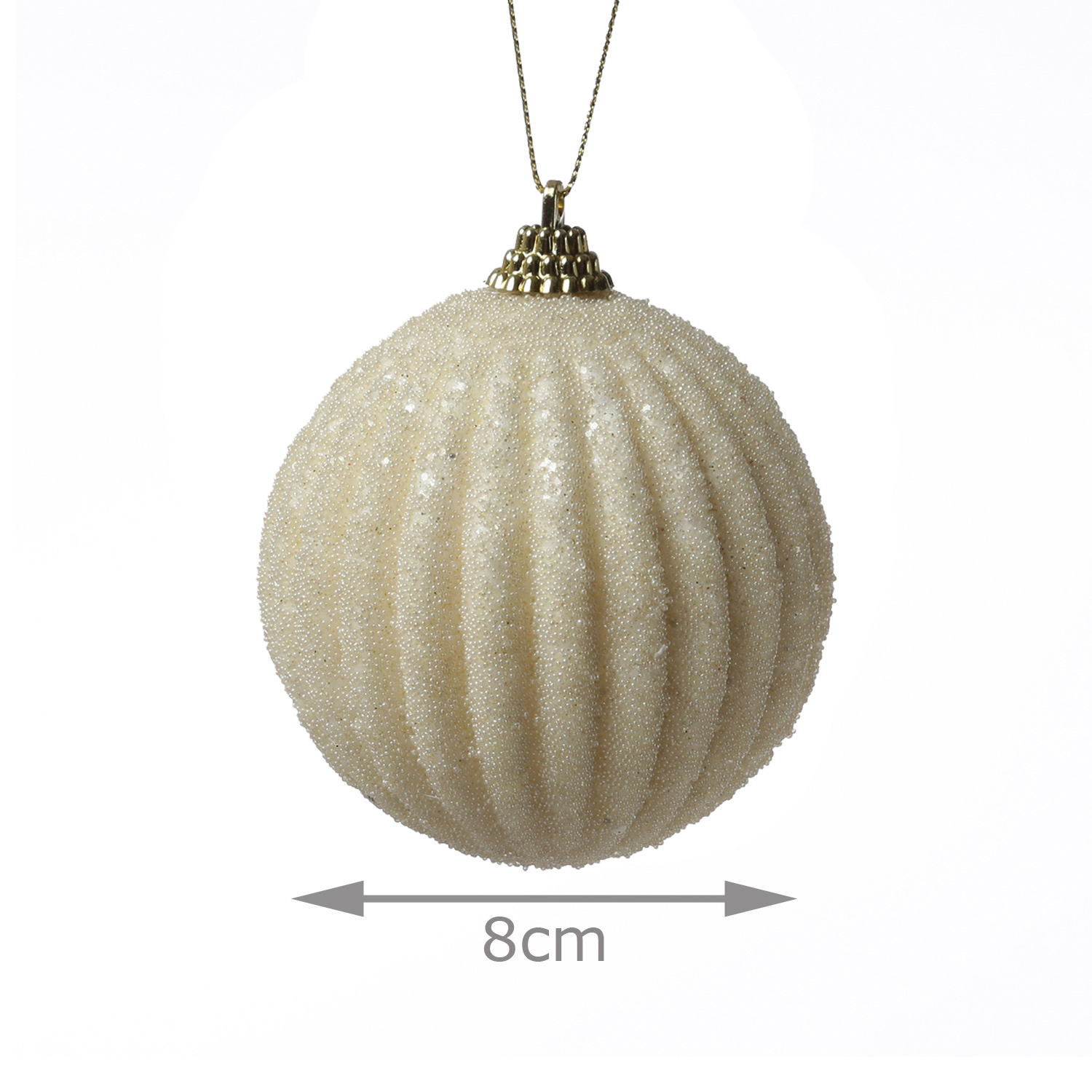 Christbaumkugeln - Weihnachtsbaumkugeln - bruchfest - D: 8cm - 2 Designs - creme - 12er Set