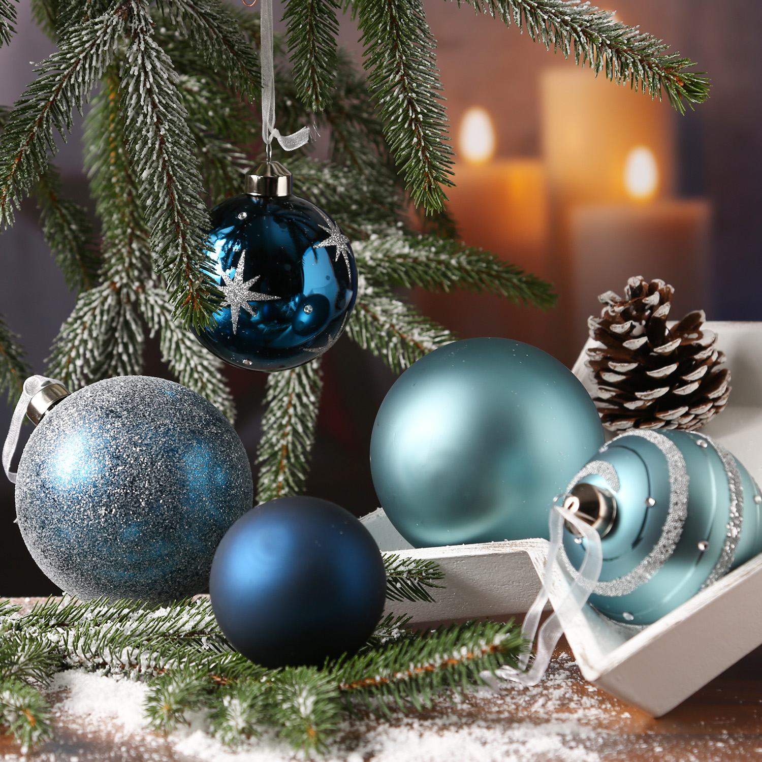 Christbaumkugel - Weihnachtsbaumkugel - Glas - 3 Größen - glänzend matt glitzernd - blau - 12er Set Christbaumkugel - Weihnachtsbaumkugel - Glas - 3 Größen - glänzend matt glitzernd - blau - 12er Set