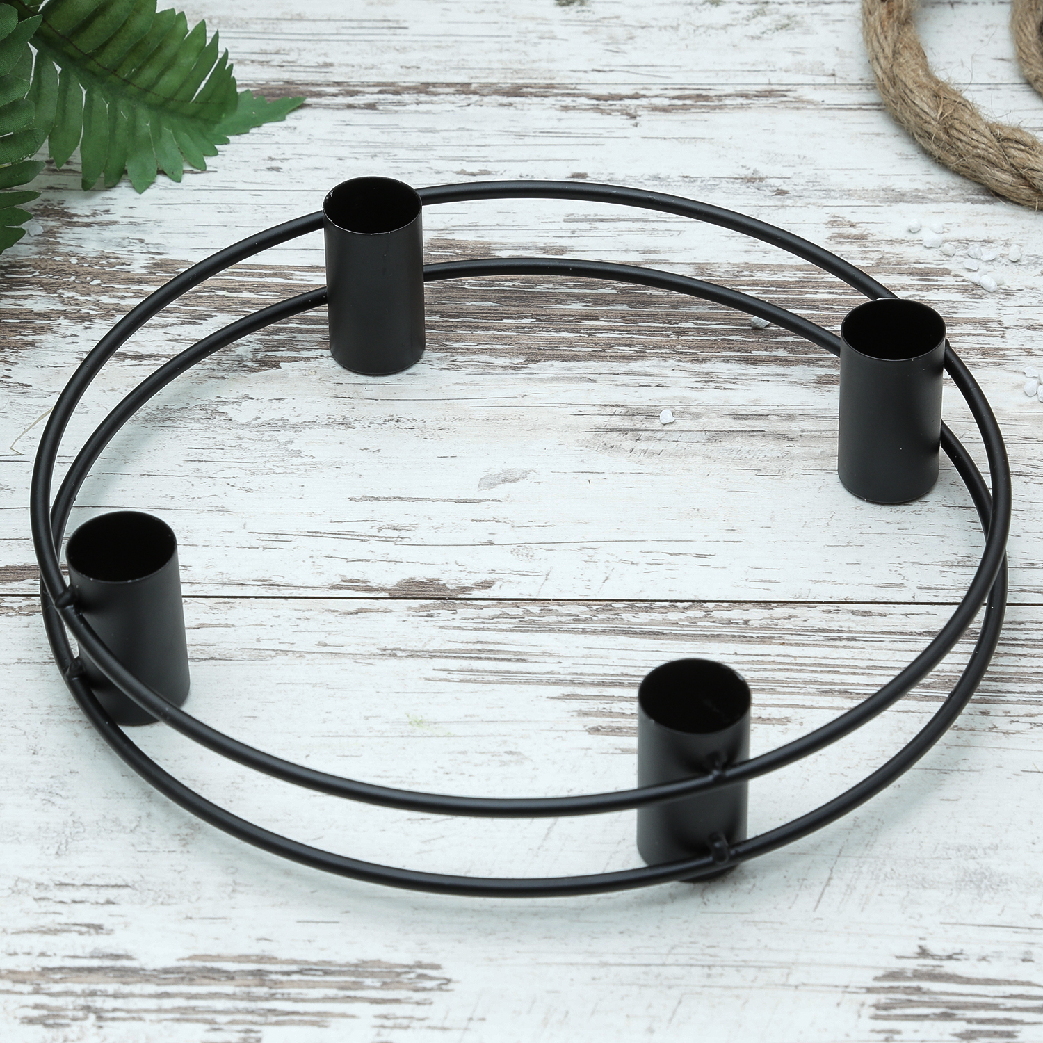 Stabkerzenhalter Adventskranz - Kerzenring - Kerzenständer - D: 20,5cm - schwarz Stabkerzenhalter Adventskranz - Kerzenring - Kerzenständer - D: 20,5cm - schwarz