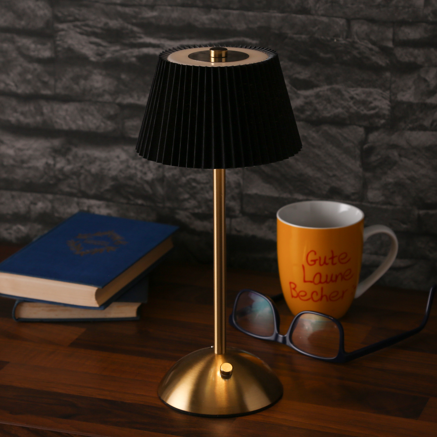 LED Tischlampe GENUA - wiederaufladbar per USB - 3 Lichtfarben - dimmbar - H:30,5cm - schwarz