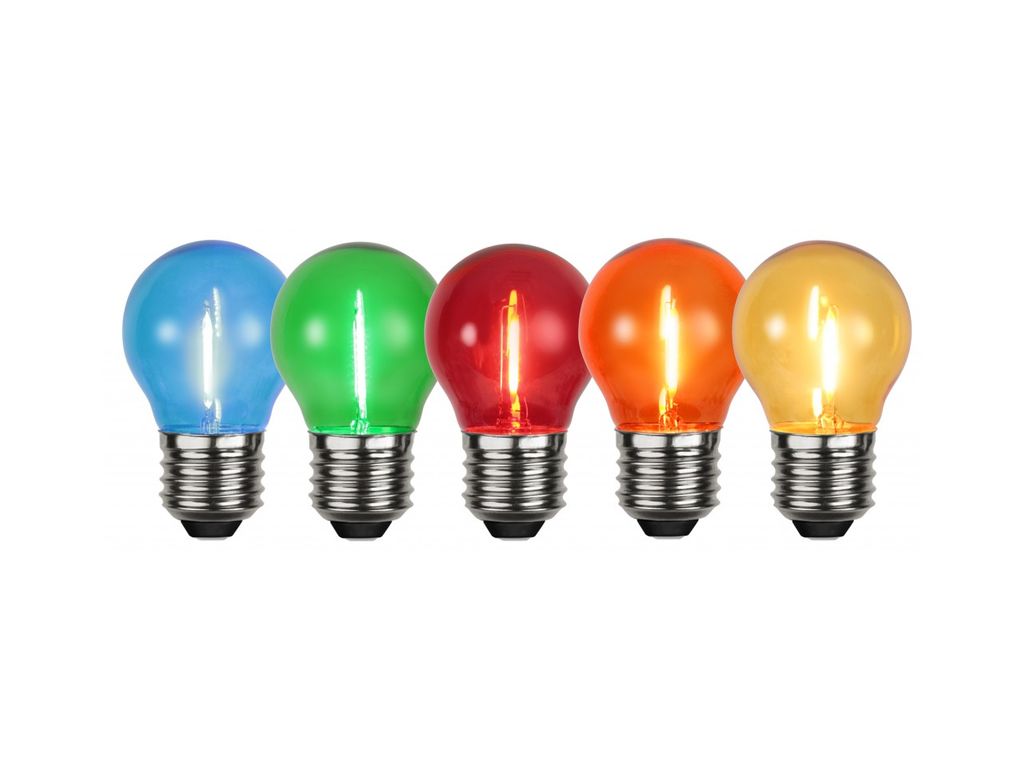 5x Leuchtmittel | LED | E27 | 1W | 0,7-0,9W | Set mit klaren Lampen | Rot/Grün/Blau/Gelb/Orange 5x Leuchtmittel | LED | E27 | 1W | 0,7-0,9W | Set mit klaren Lampen | Rot/Grün/Blau/Gelb/Orange