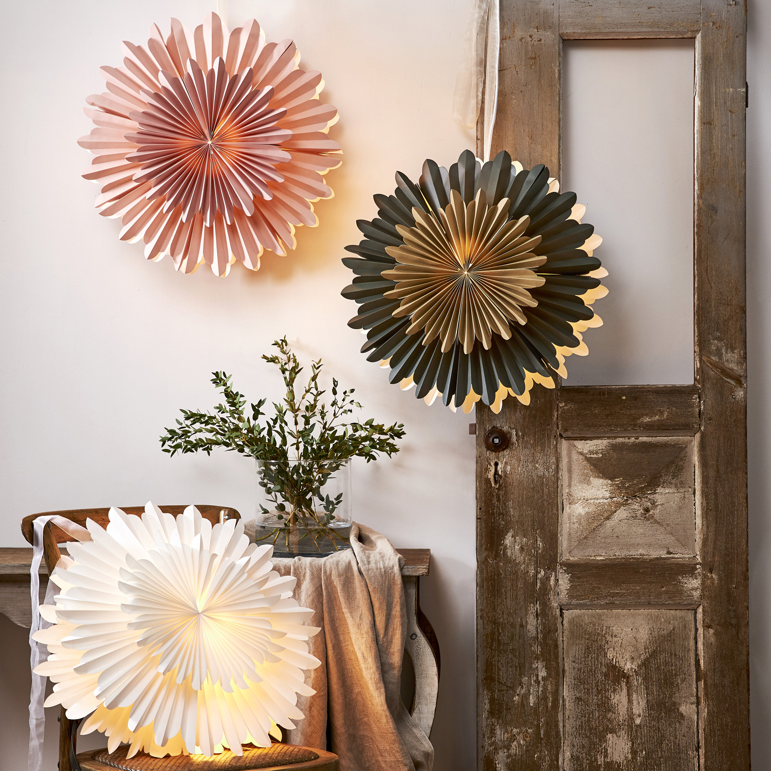 Papierstern Crystal - hängend - D: 50cm - mit Band - Papier mit Dekor - grün Papierstern Crystal - hängend - D: 50cm - mit Band - Papier mit Dekor - grün