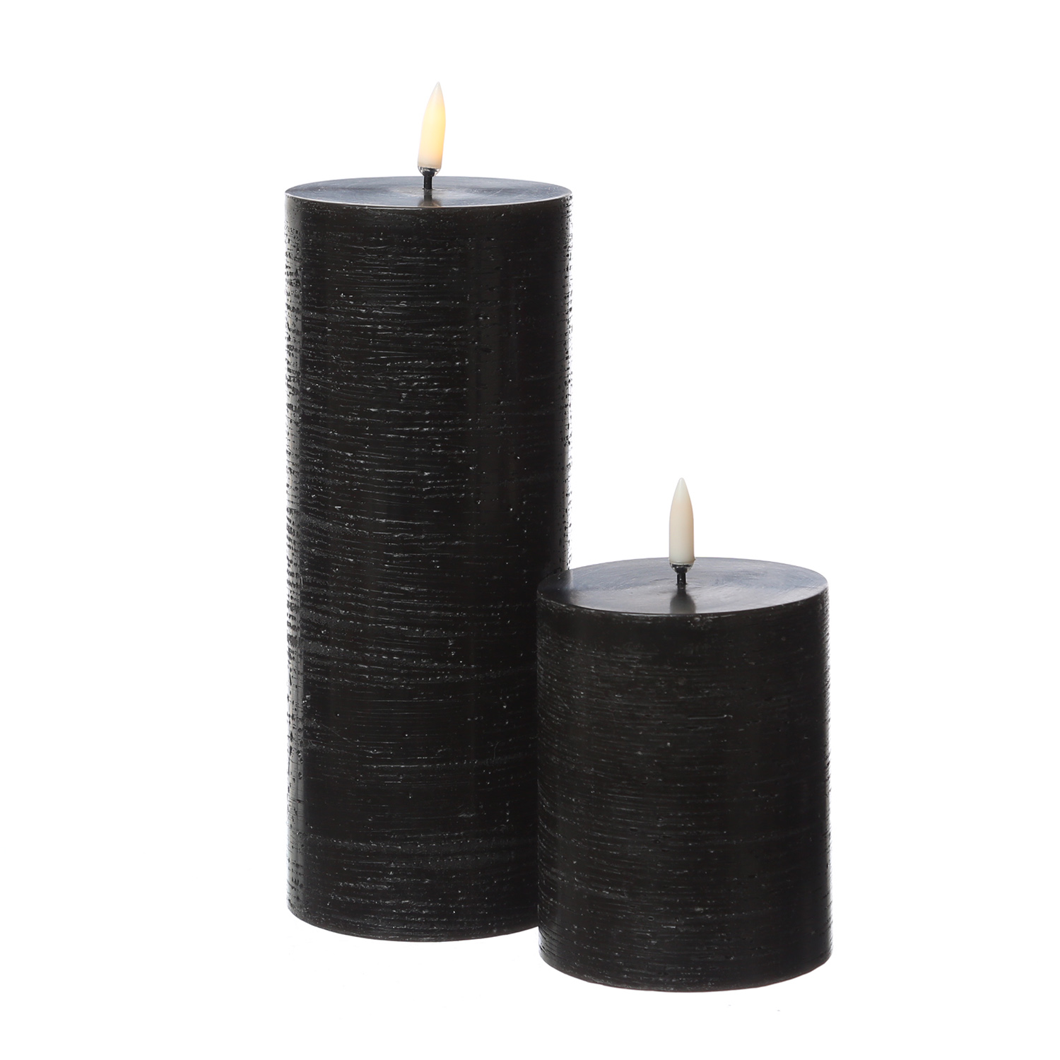 LED Kerze PIA - Rustik-Optik - Echtwachs - H: 10cm - D: 7,8cm - Timer - bis zu 1000 Std. - schwarz LED Kerze PIA - Rustik-Optik - Echtwachs - H: 10cm - D: 7,8cm - Timer - bis zu 1000 Std. - schwarz