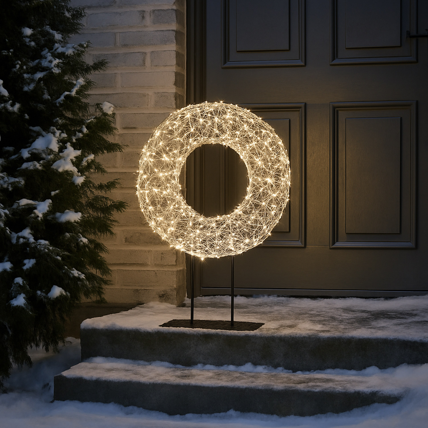 LED Kranz - Leuchtkranz stehend - 300 warmweiße LED - H: 38cm - Timer - für Innen/Außen LED Kranz - Leuchtkranz stehend - 300 warmweiße LED - H: 38cm - Timer - für Innen/Außen