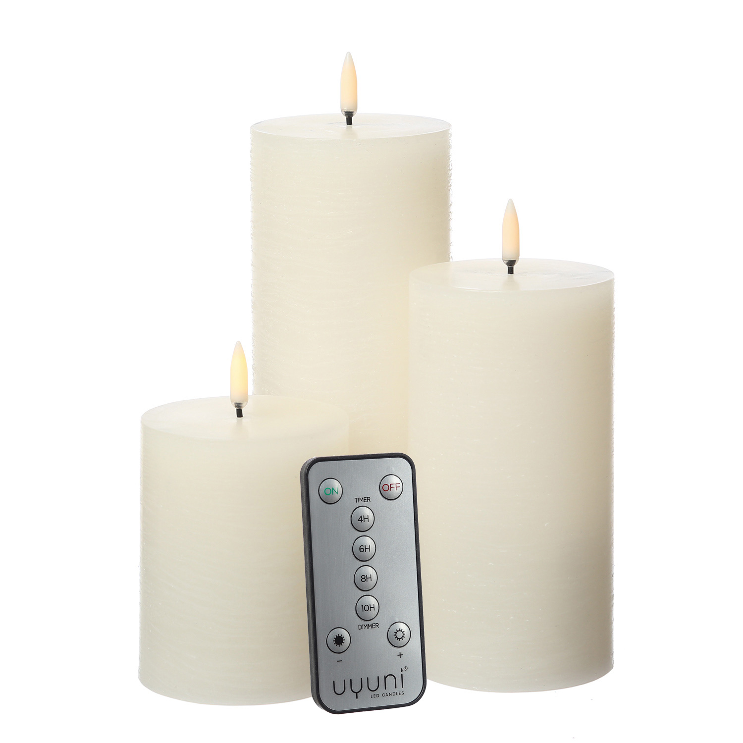 LED Kerzenset PIA - Rustik-Optik - 3 Größen - inkl. Batterien und Fernbedienung - creme - 3er Set LED Kerzenset PIA - Rustik-Optik - 3 Größen - inkl. Batterien und Fernbedienung - creme - 3er Set