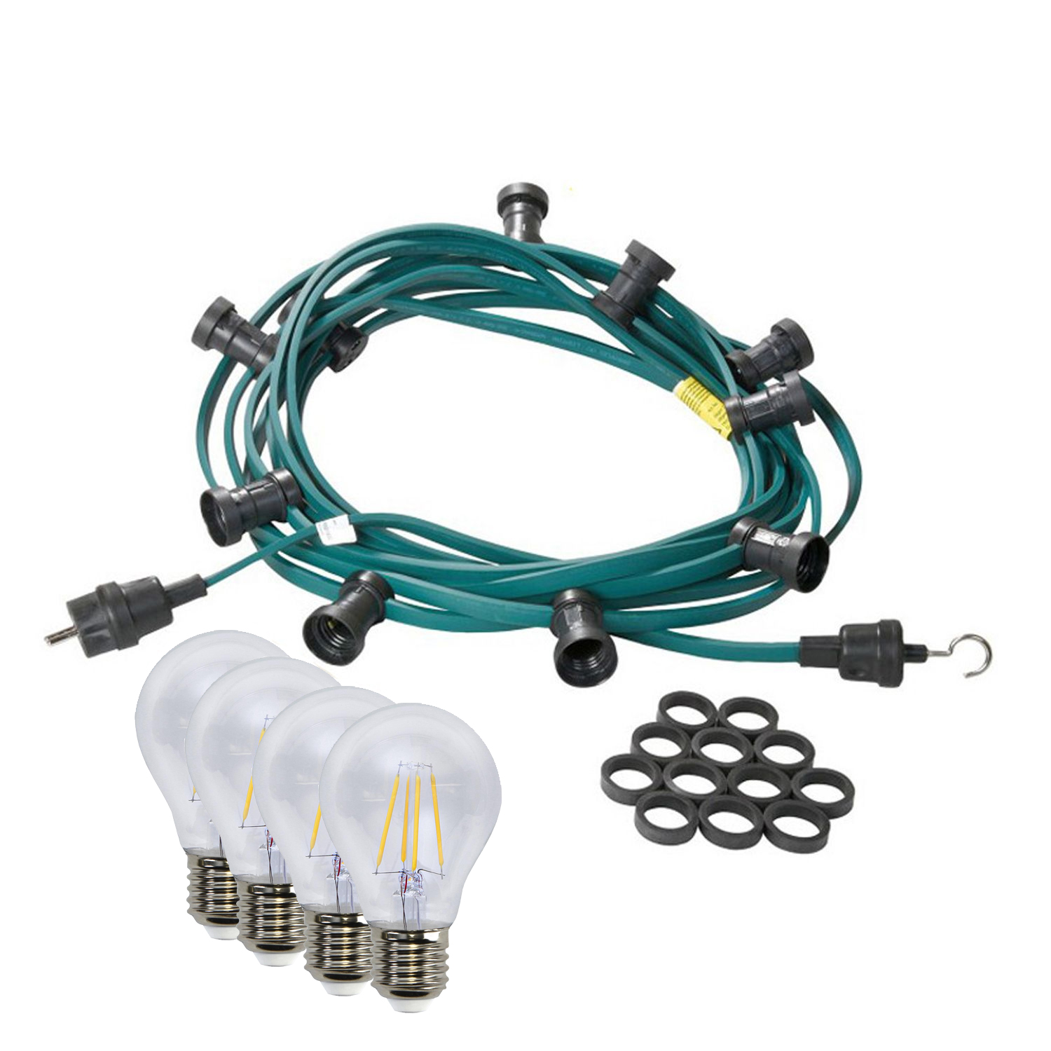 Illu-/Partylichterkette 5m - Außenlichterkette grün - Made in Germany - 10 dimmbare Filament LED
