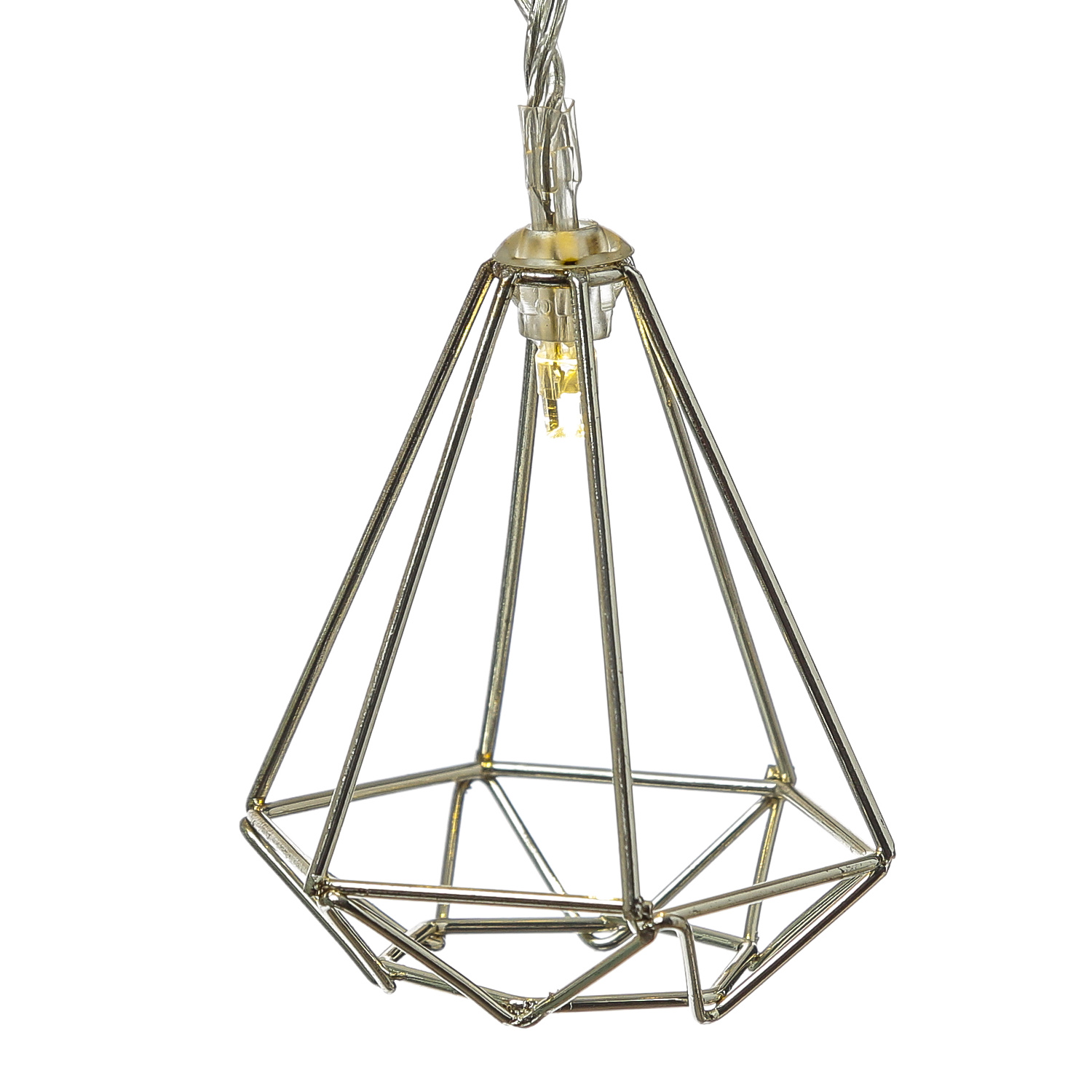 LED Lichterkette DIAMANT - 10 kleine beleuchtete Diamanten - Batterie - L: 1,6m - silber