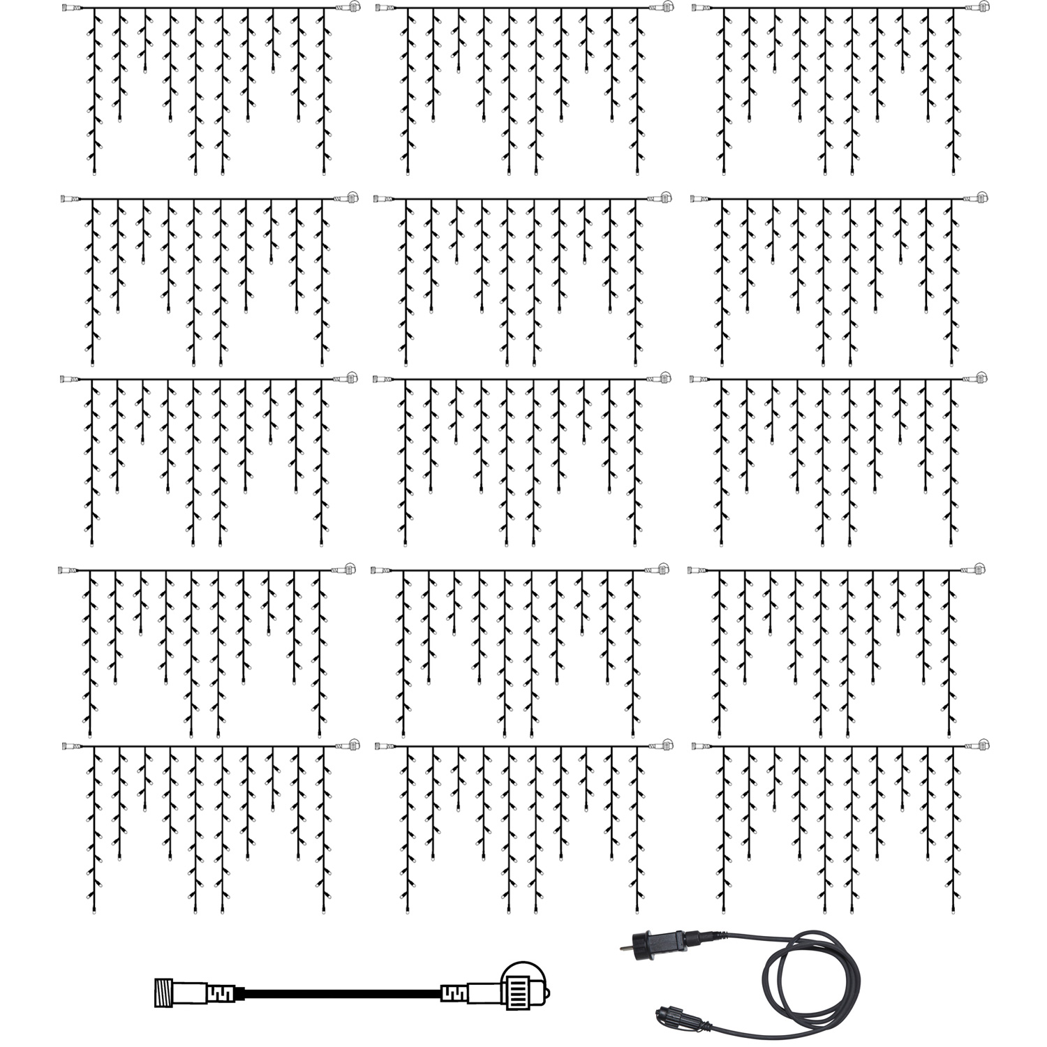 SYSTEM 24 KOMPLETT SET 30m - LED Lichtervorhang Eisregen 30x1m - Icicle für Dachrinne, Terrasse SYSTEM 24 KOMPLETT SET 30m - LED Lichtervorhang Eisregen 30x1m - Icicle für Dachrinne, Terrasse