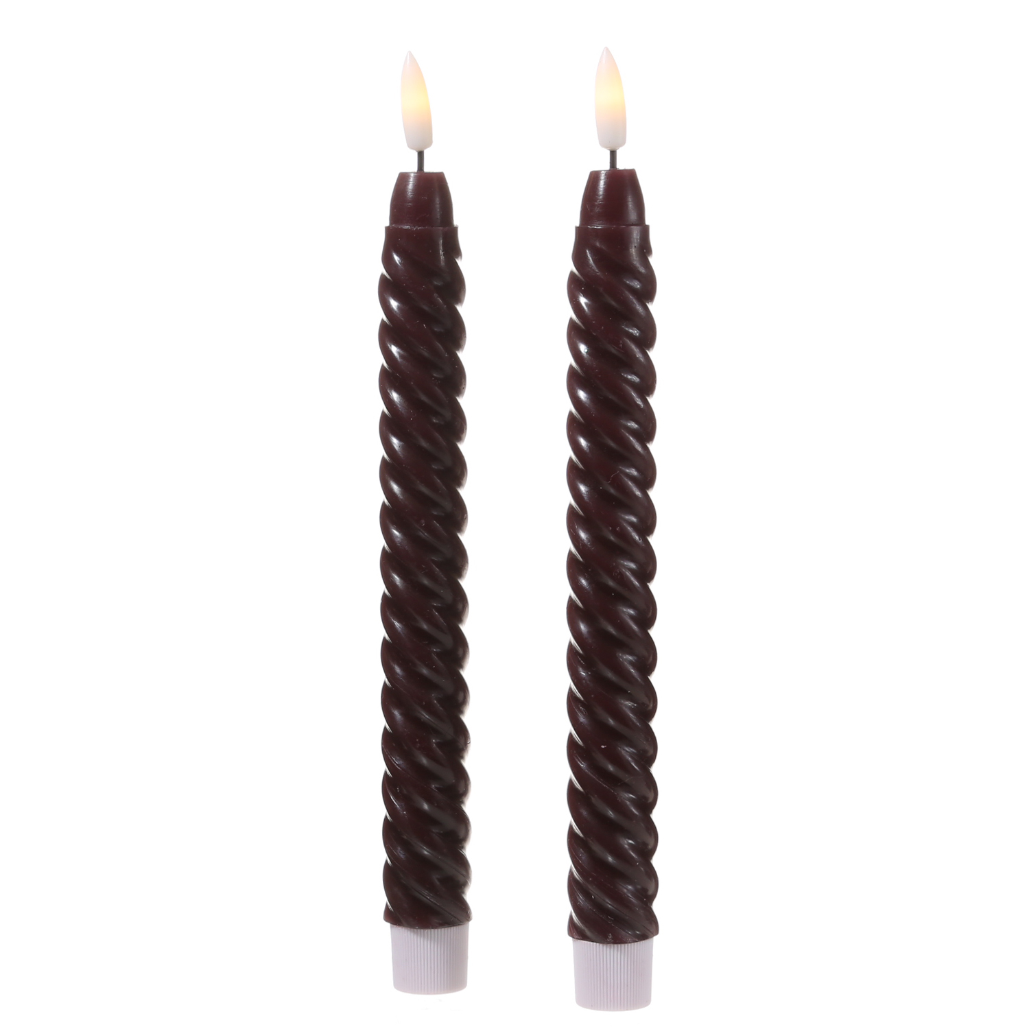 LED Stabkerzen SWIRL - Echtwachs - flackernde 3D Flamme - H: 25cm - Timer - weinrot - 2er Set LED Stabkerzen SWIRL - Echtwachs - flackernde 3D Flamme - H: 25cm - Timer - weinrot - 2er Set