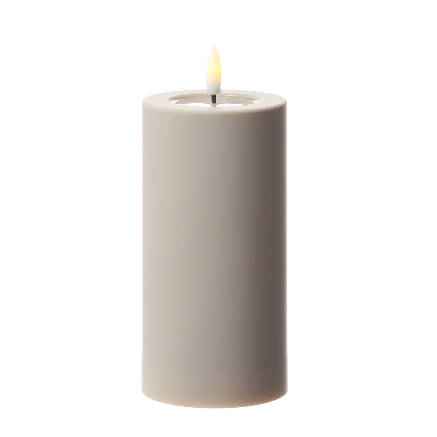 LED Kerze outdoor - Kunststoff - H: 17,5cm - D: 7,5cm - bis 1000h - Timer - für Innen/Außen - sand