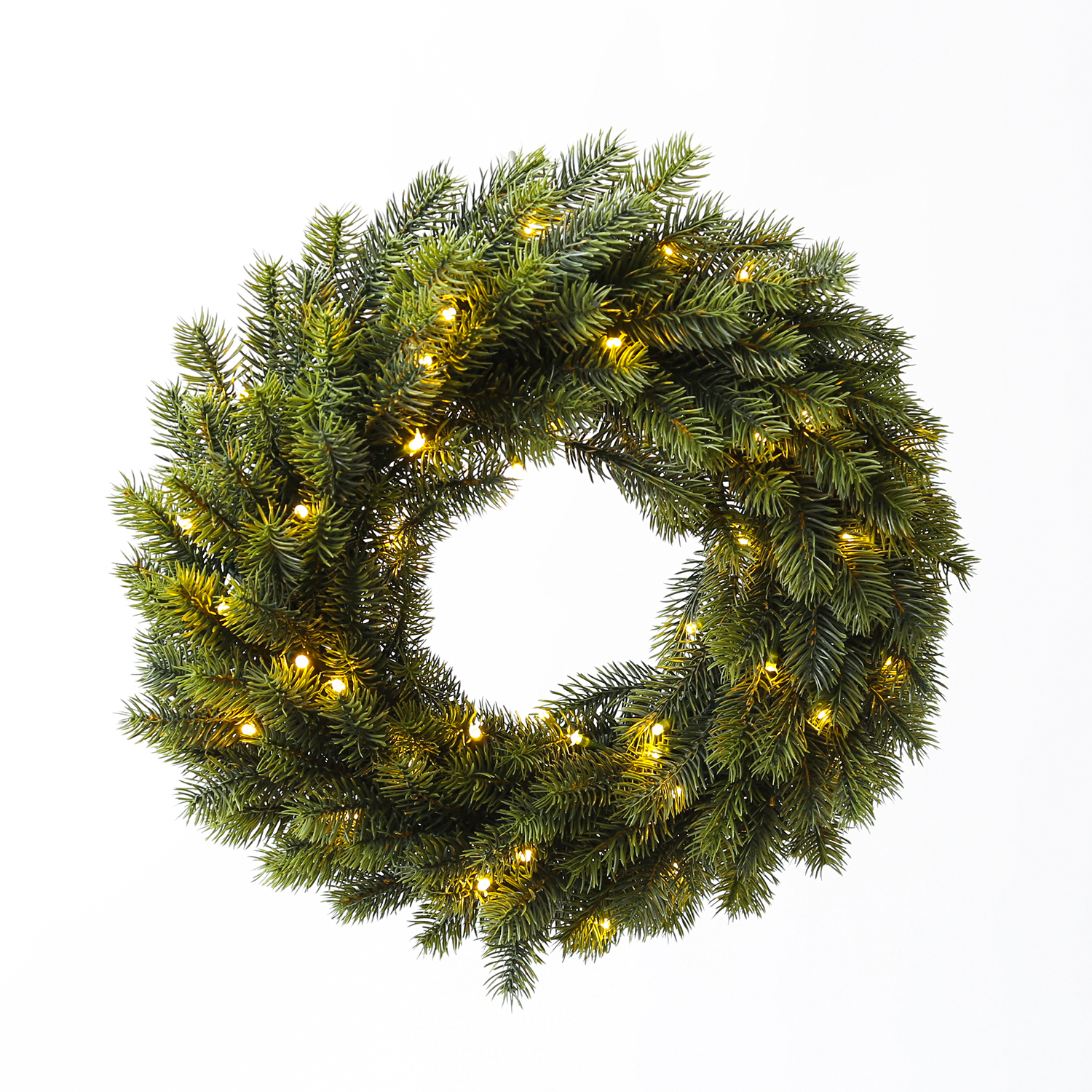 LED Tannenkranz - Kunststoff - 49 warmweiße LED - D: 40cm - Timer - Batterie - grün LED Tannenkranz - Kunststoff - 49 warmweiße LED - D: 40cm - Timer - Batterie - grün