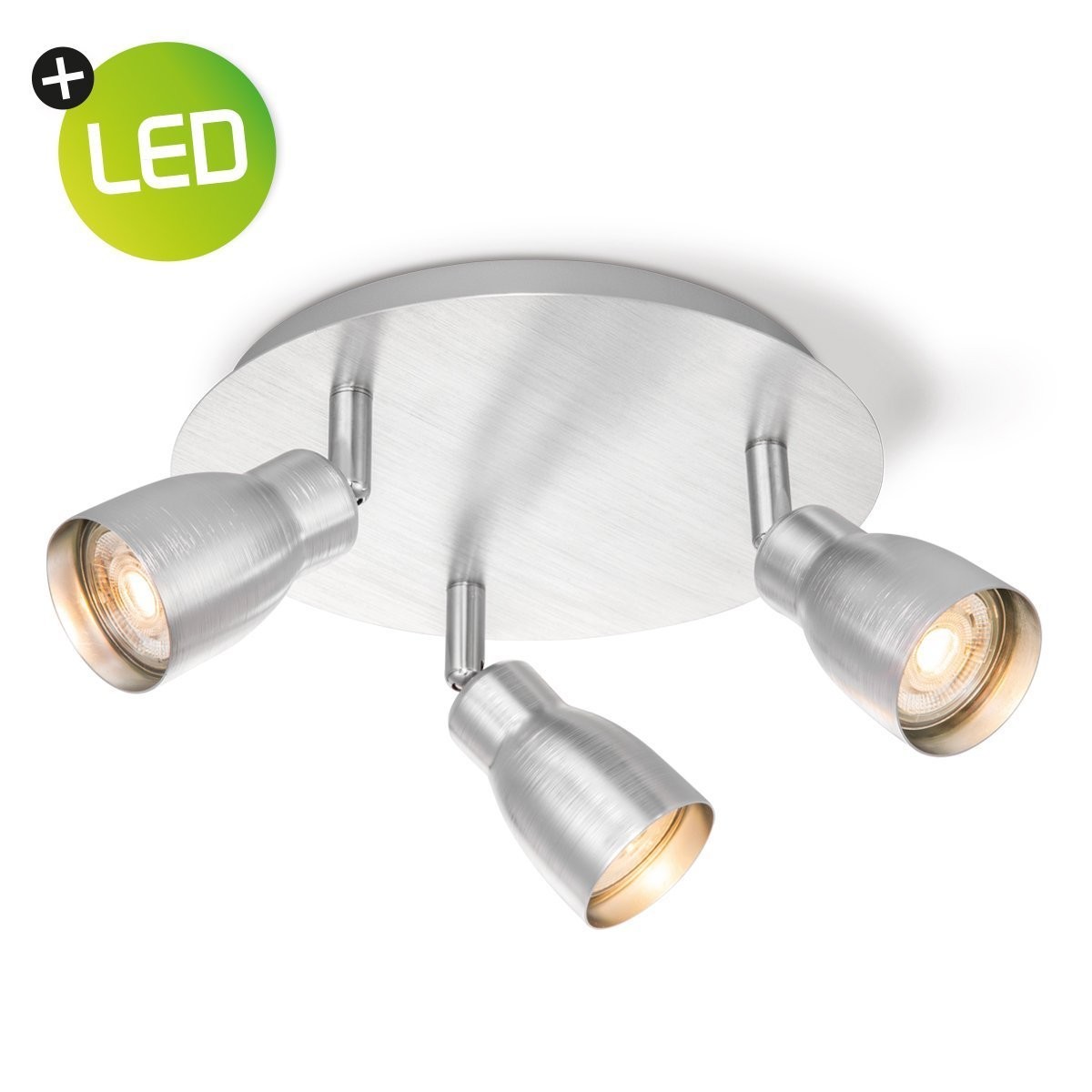 Deckenleuchte / Rondell ALBA aluminium silber - 3fach - inkl. GU10 LED Leuchtmittel