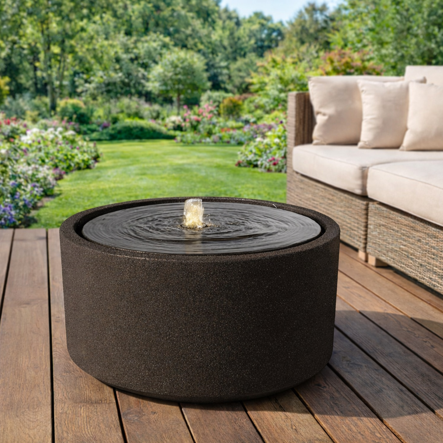 Gartenbrunnen NAPOLI Steinoptik LED Beleuchtung Kreislaufpumpe