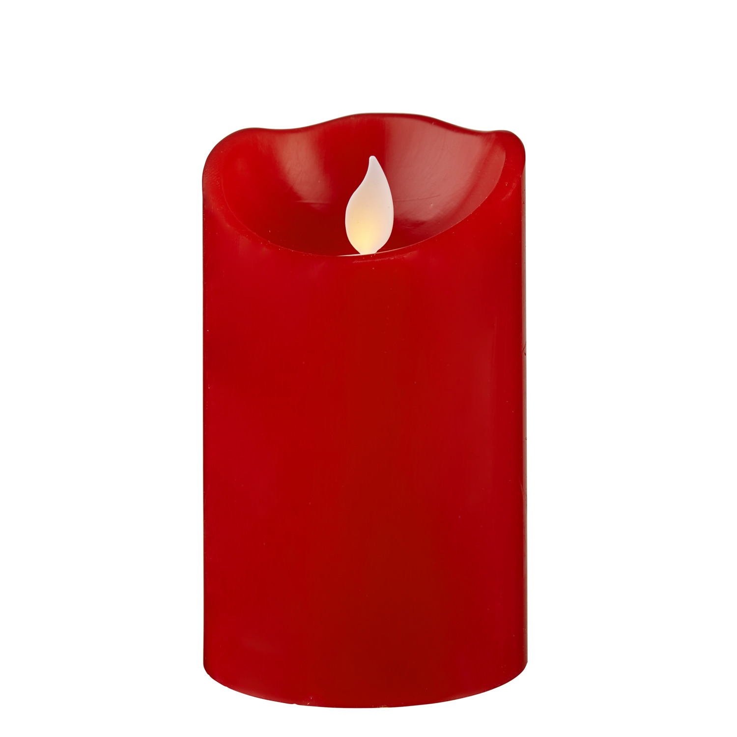 LED Stumpenkerze TWINKLE - bewegte, warmweiße LED Flamme - H: 12,5cm, D: 7,5cm - Timer - rot LED Stumpenkerze TWINKLE - bewegte, warmweiße LED Flamme - H: 12,5cm, D: 7,5cm - Timer - rot
