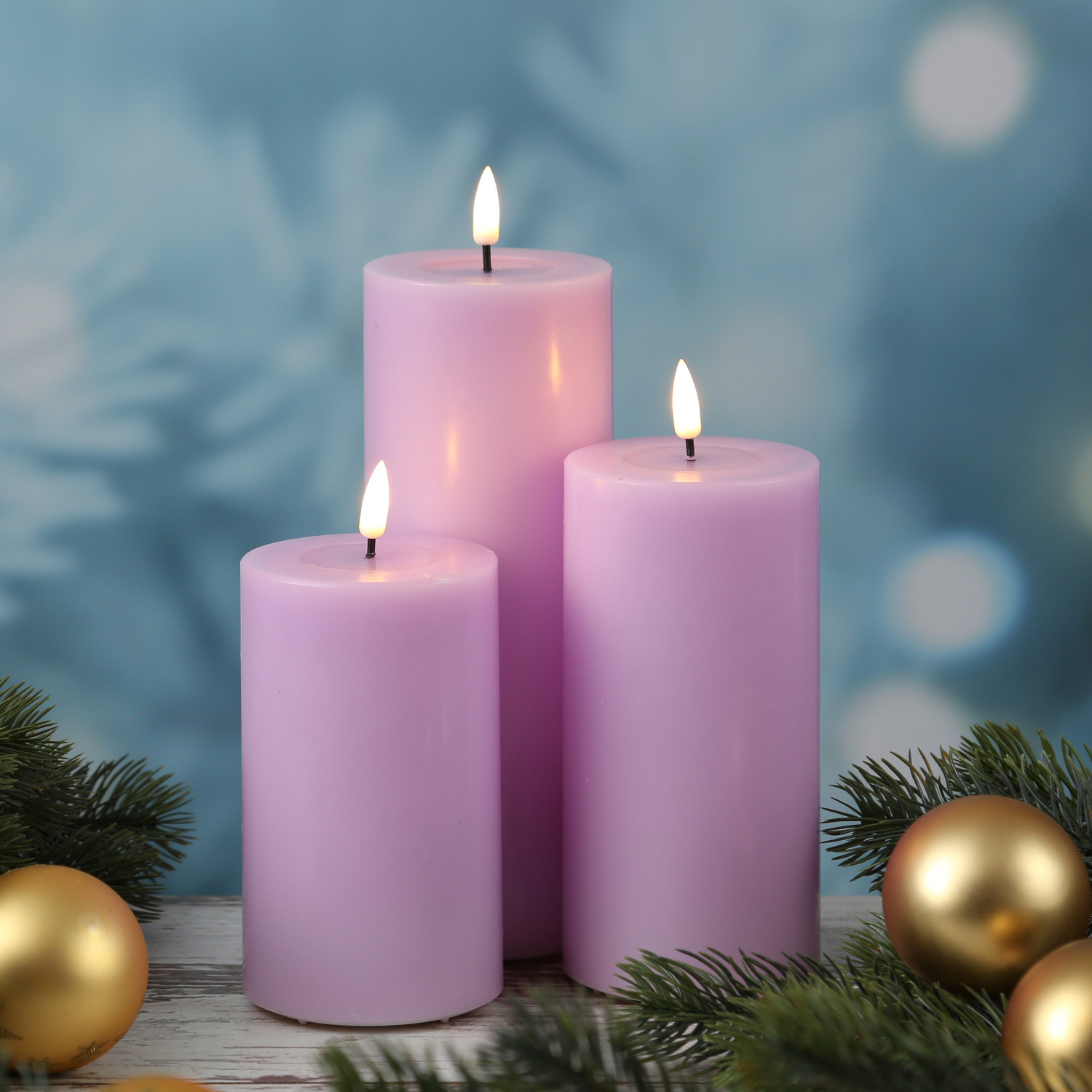 LED Stumpenkerze MIA - Echtwachs - realistische 3D Flamme - H: 12,5cm - D: 7,5cm - lavendel LED Stumpenkerze MIA - Echtwachs - realistische 3D Flamme - H: 12,5cm - D: 7,5cm - lavendel