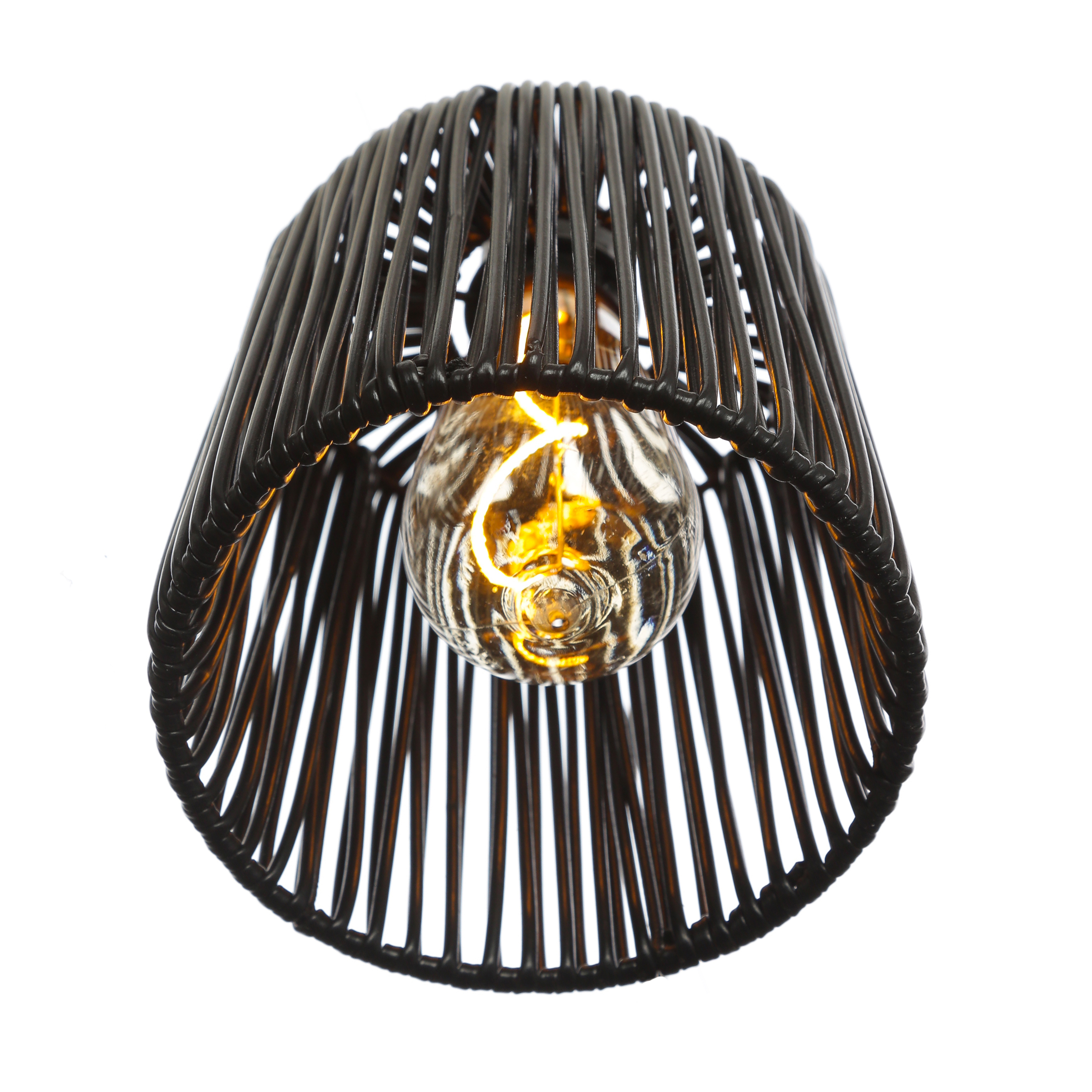 LED Hängeleuchte in Korboptik - Lampenschirm aus Kunststoffseil - D: 15cm - Batterie/Timer - outdoor