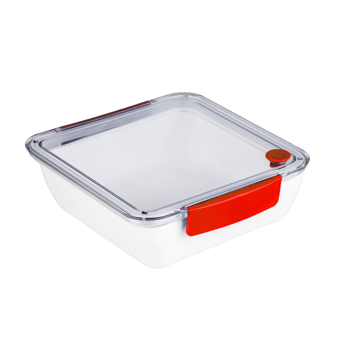 Lunchbox mit Gabel - 2 Fächer - 18,5 x 18,5 x 5cm - 1000ml - rot