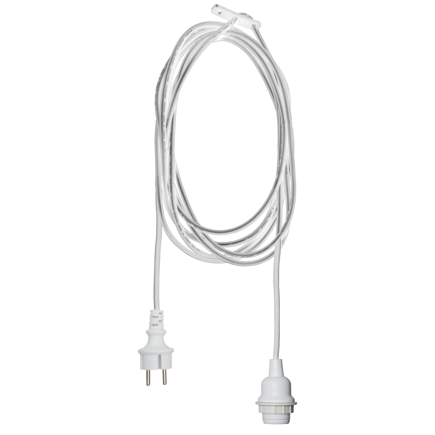 Kabel mit E27 Lampenfassung -  für Lampenschirme/Hängeleuchten - für Innen/Außen - 5m - weiß