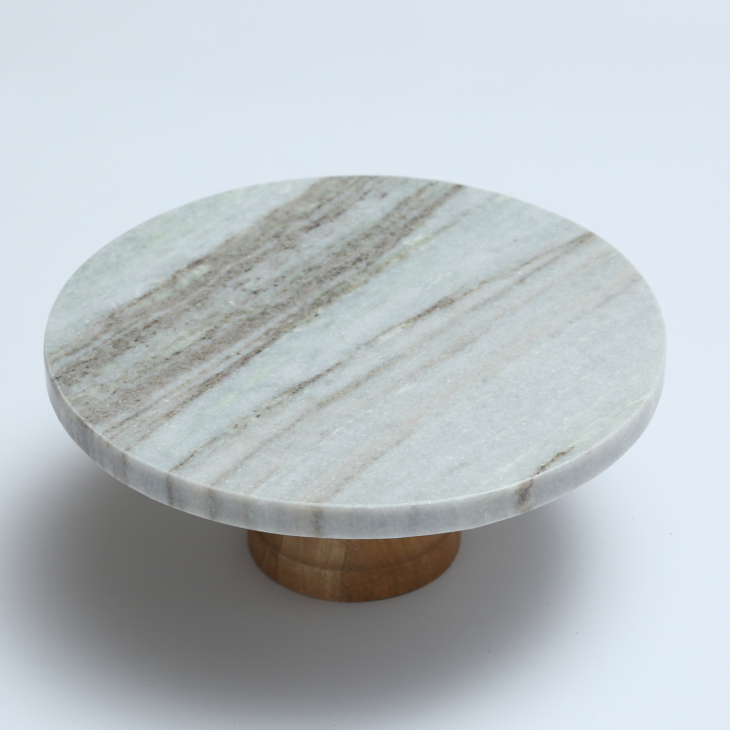 Servierplatte - Tortenplatte - Marmor - mit Holzfuß - H: 10cm - D: 25cm - grau Servierplatte - Tortenplatte - Marmor - mit Holzfuß - H: 10cm - D: 25cm - grau