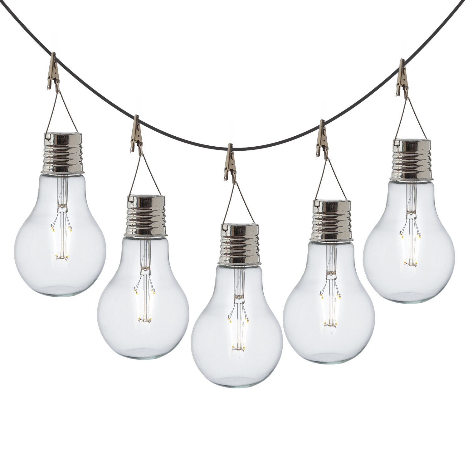 LED Solar XL Glühbirne - warmweißes Filament - H: 18cm - Dämmerungssensor - outdoor - 5 Stück LED Solar XL Glühbirne - warmweißes Filament - H: 18cm - Dämmerungssensor - outdoor - 5 Stück