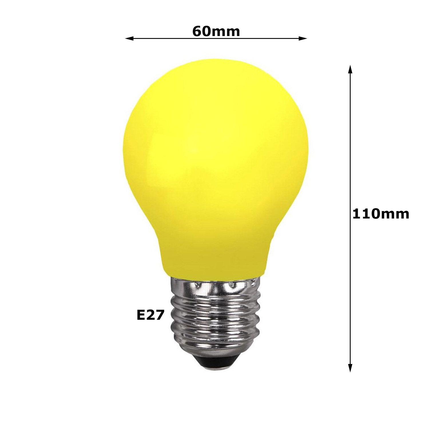 LED Leuchtmittel Tropfenlampe A60 Polycarbonat Gelb 2W LED Leuchtmittel Tropfenlampe A60 Polycarbonat Gelb 2W