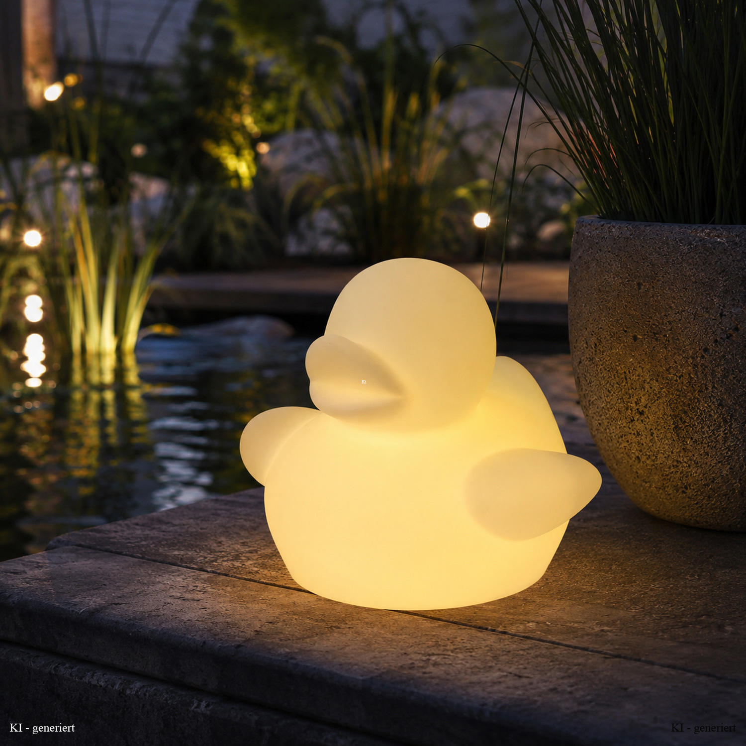LED Ente outdoor - Leuchtente - H: 24cm - E27 Fassung - warmweiße 1W LED