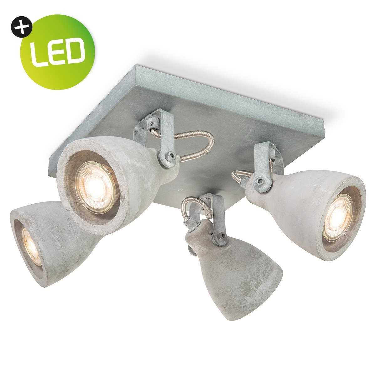 Deckenspots VEDI 4er Quadrat - Betonoptik grau - inkl. 4 x GU10 3000K 345lm 36° - Lichtbalken