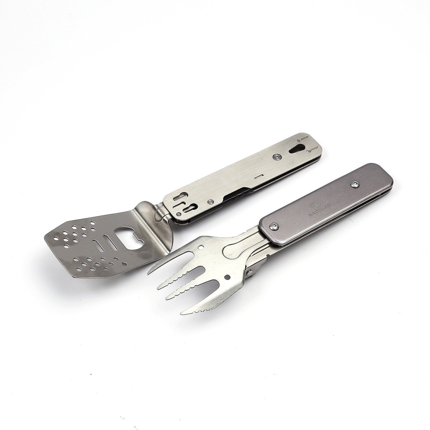 RADOLEO® Grill-Multi-Tool GENIUS POCKET Grillbesteck | Zange, Wender, Messer, Gabel, Öffner, Zieher