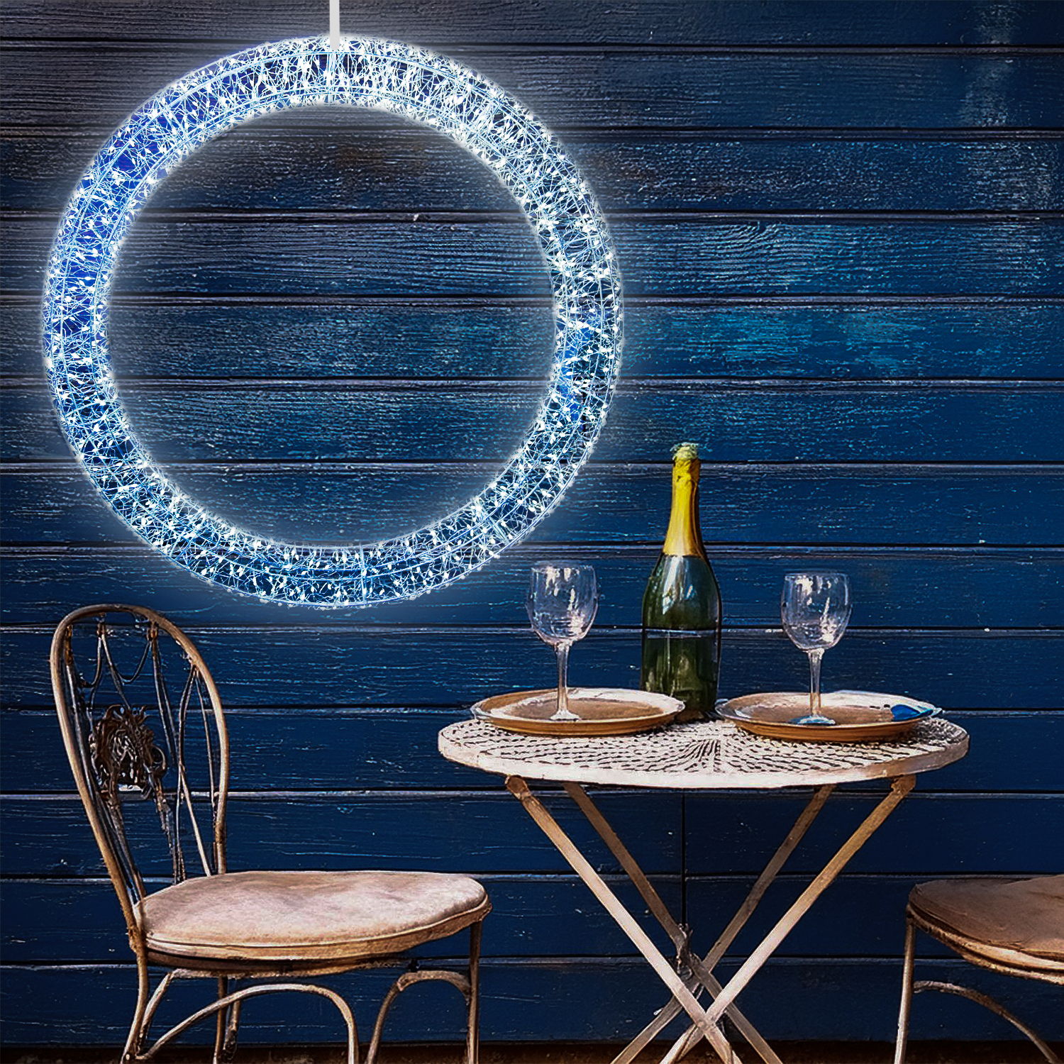 XXL LED Kranz abgeflacht - Lichterkranz mit 2200 warmweißen LED - D:60cm - 8Modi/Timer - Innen/Außen XXL LED Kranz abgeflacht - Lichterkranz mit 2200 warmweißen LED - D:60cm - 8Modi/Timer - Innen/Außen